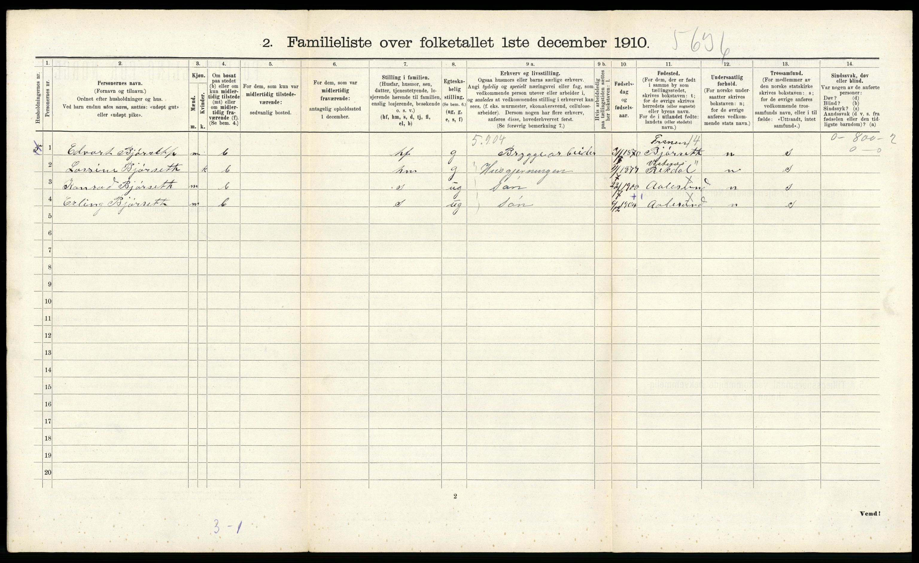 RA, 1910 census for Ålesund, 1910, p. 3050