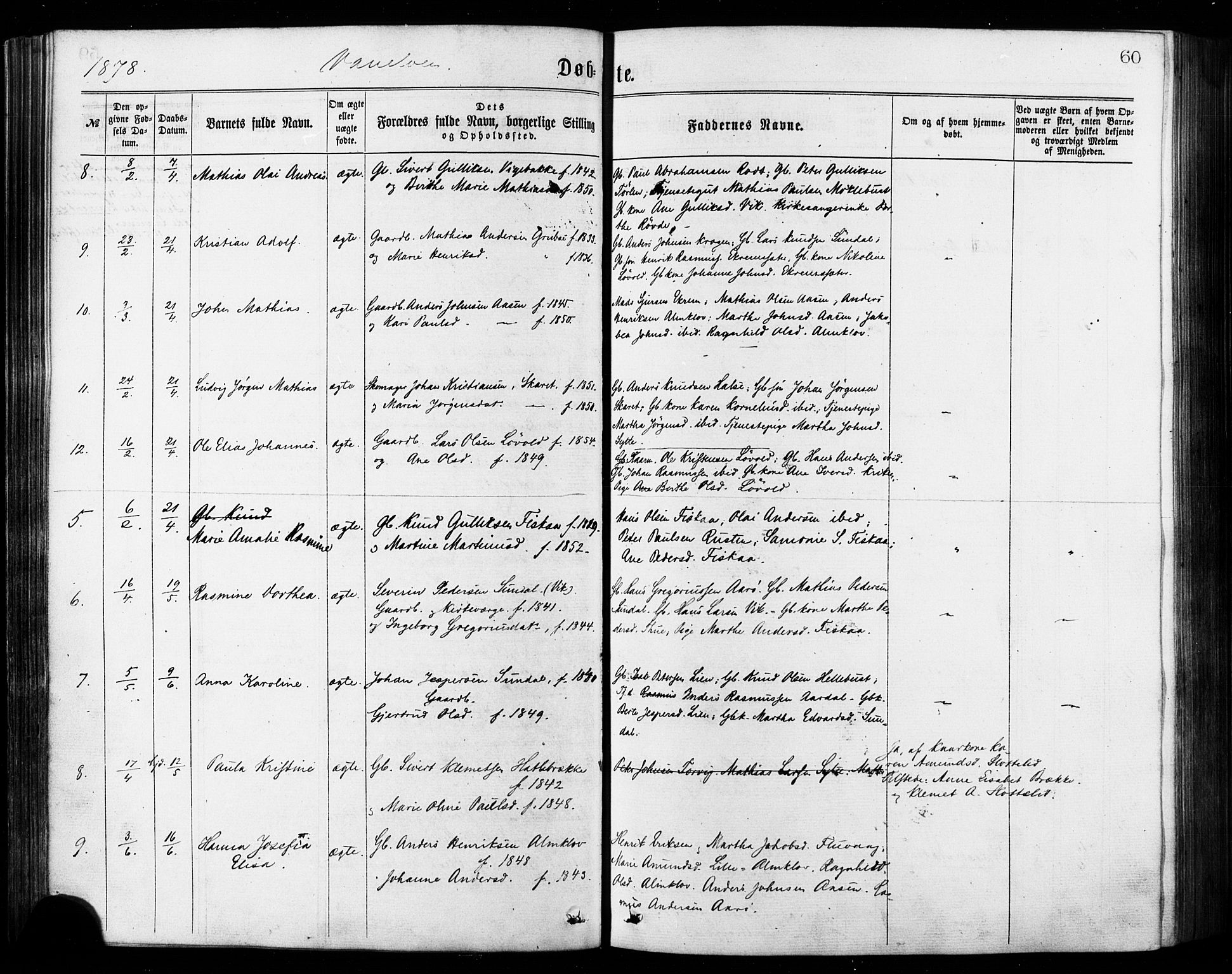 Ministerialprotokoller, klokkerbøker og fødselsregistre - Møre og Romsdal, AV/SAT-A-1454/501/L0007: Parish register (official) no. 501A07, 1868-1884, p. 60