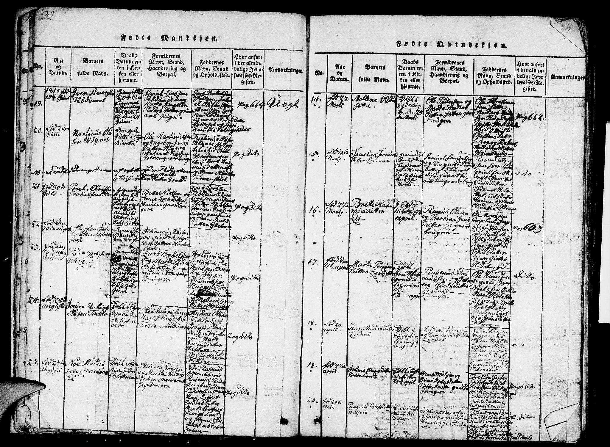 Eid sokneprestembete, AV/SAB-A-82301/H/Hab/Haba/L0001: Parish register (copy) no. A 1, 1816-1862, p. 32-33