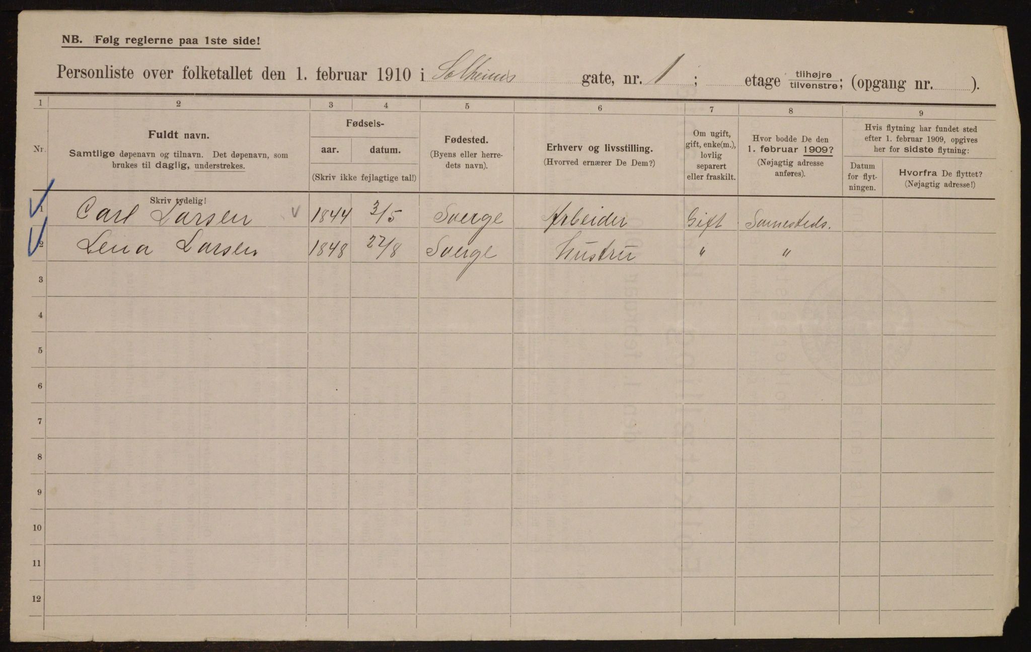 OBA, Municipal Census 1910 for Kristiania, 1910, p. 94834