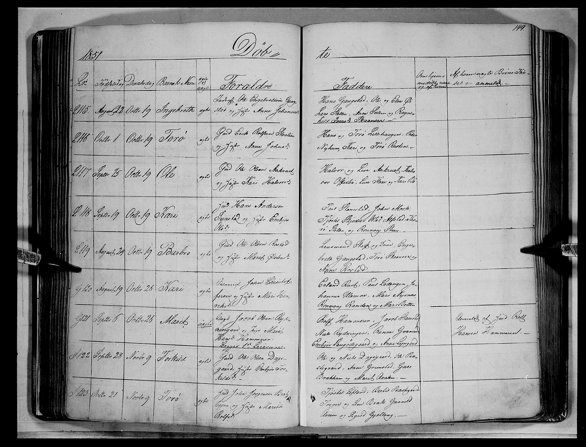 Lom prestekontor, AV/SAH-PREST-070/K/L0006: Parish register (official) no. 6A, 1837-1863, p. 149