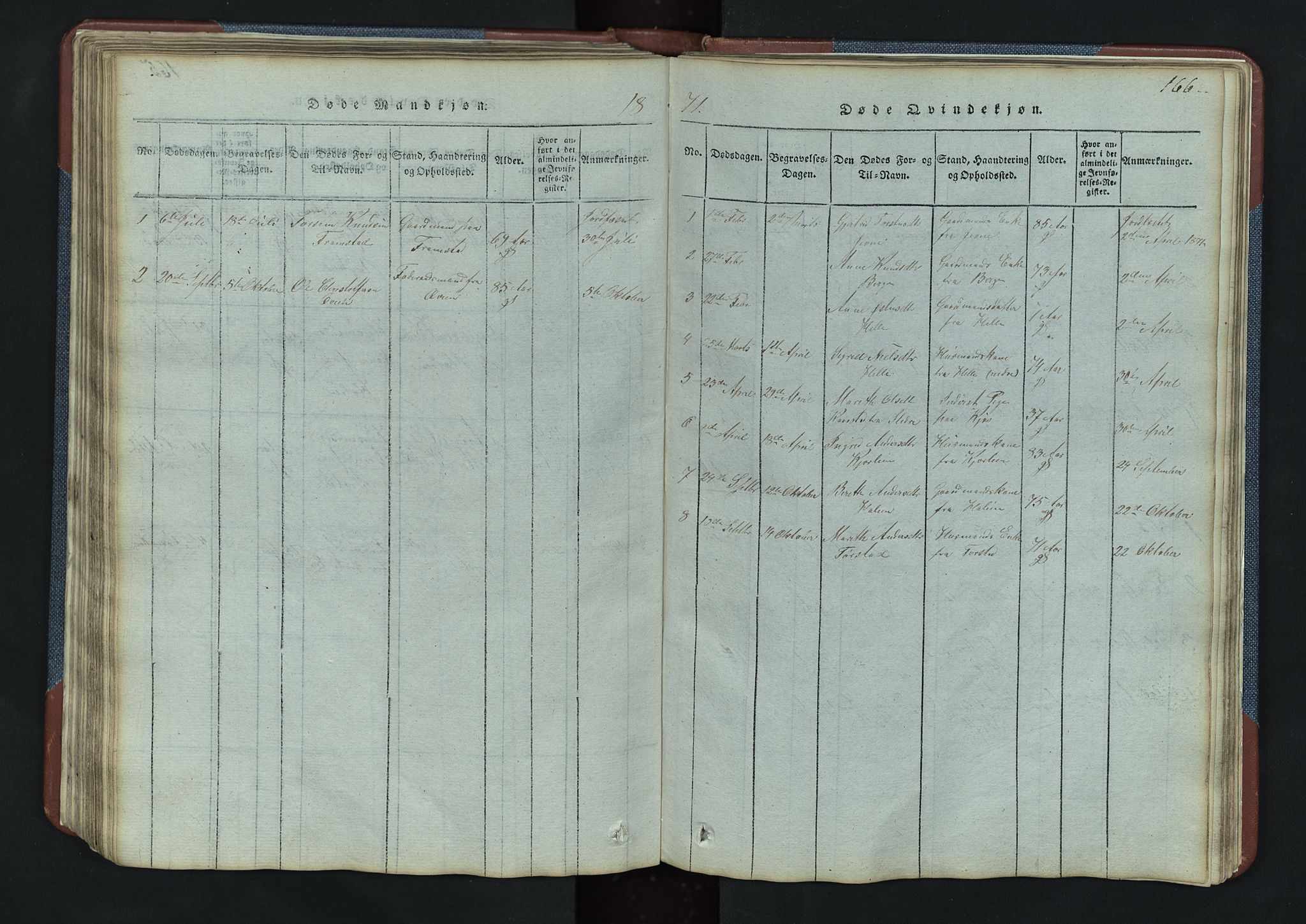 Vang prestekontor, Valdres, AV/SAH-PREST-140/H/Hb/L0003: Parish register (copy) no. 3, 1814-1892, p. 166