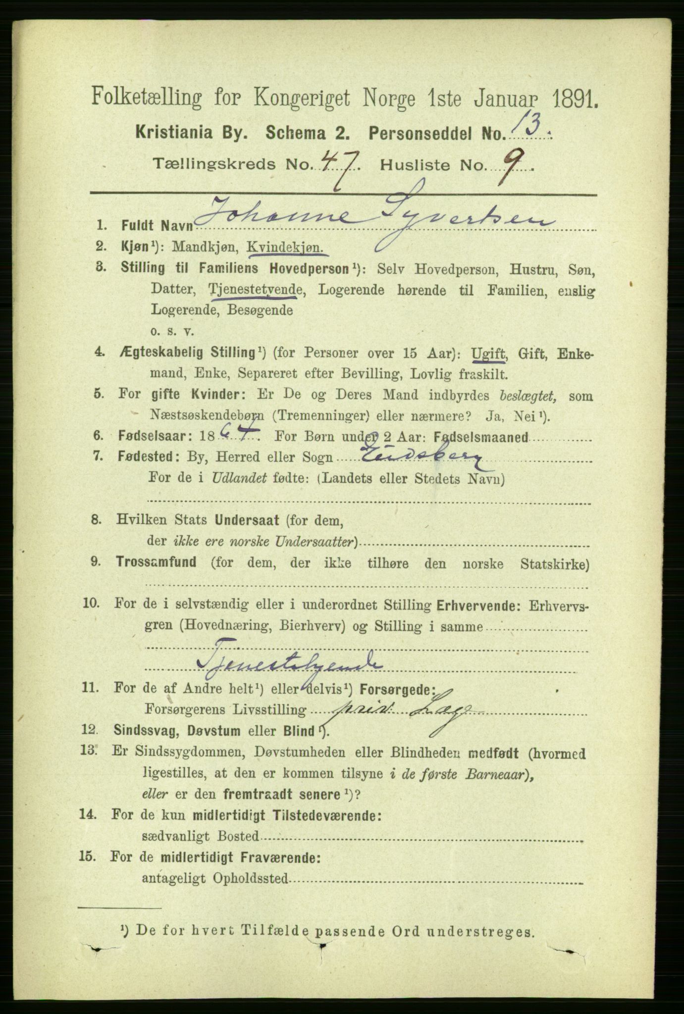 RA, 1891 census for 0301 Kristiania, 1891, p. 28294