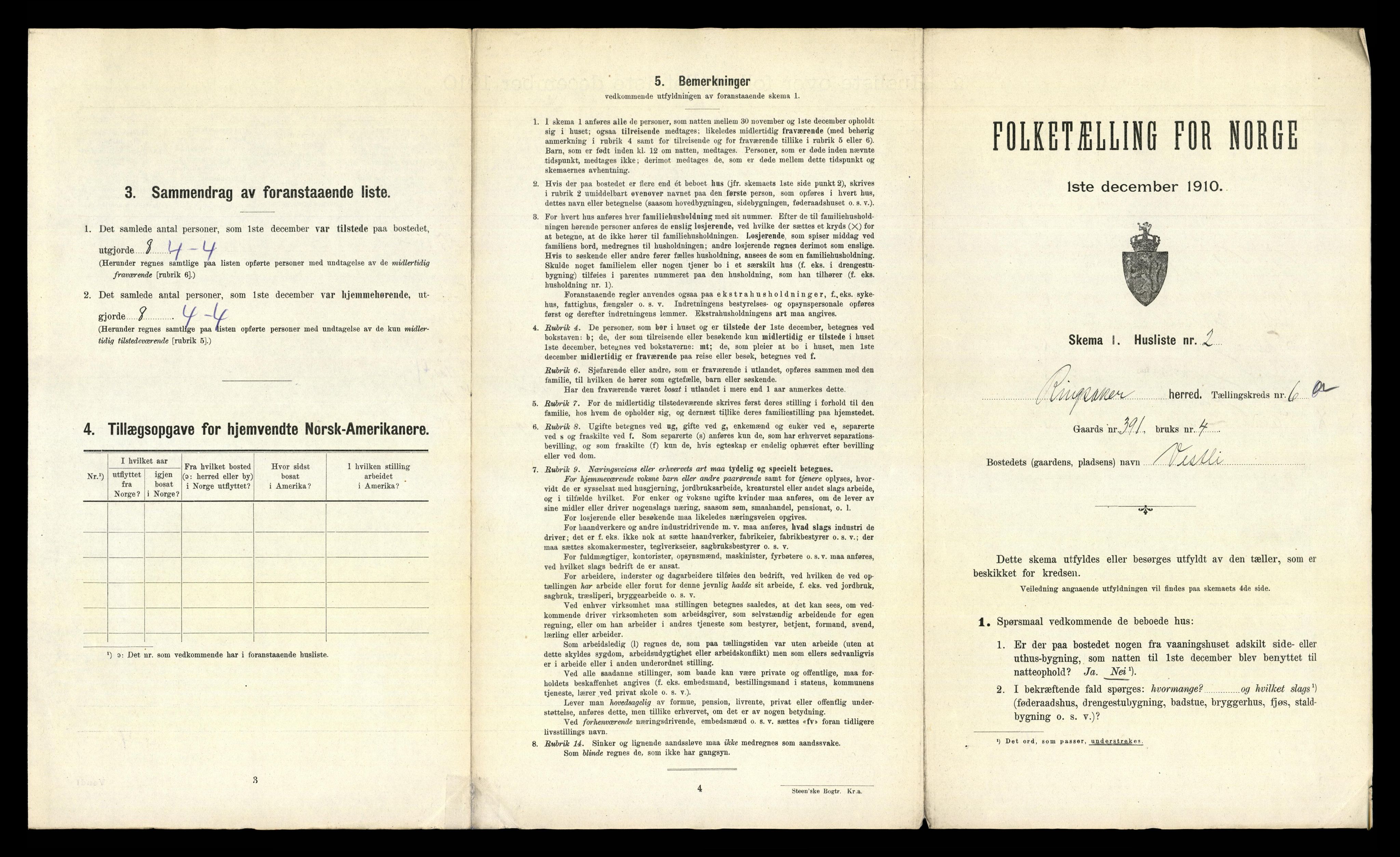 RA, 1910 census for Ringsaker, 1910, p. 769