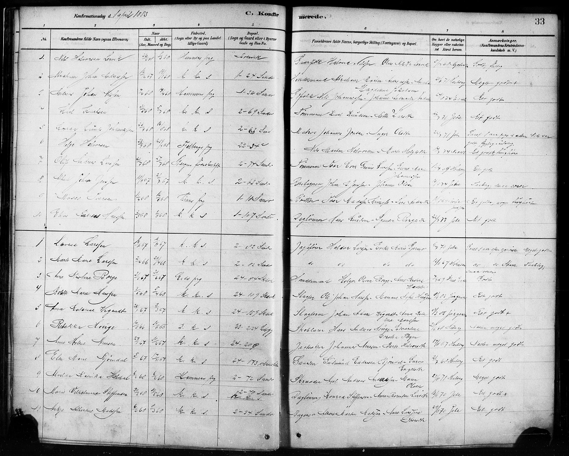 Sandviken Sokneprestembete, AV/SAB-A-77601/H/Ha/L0002: Parish register (official) no. A 2, 1878-1896, p. 33