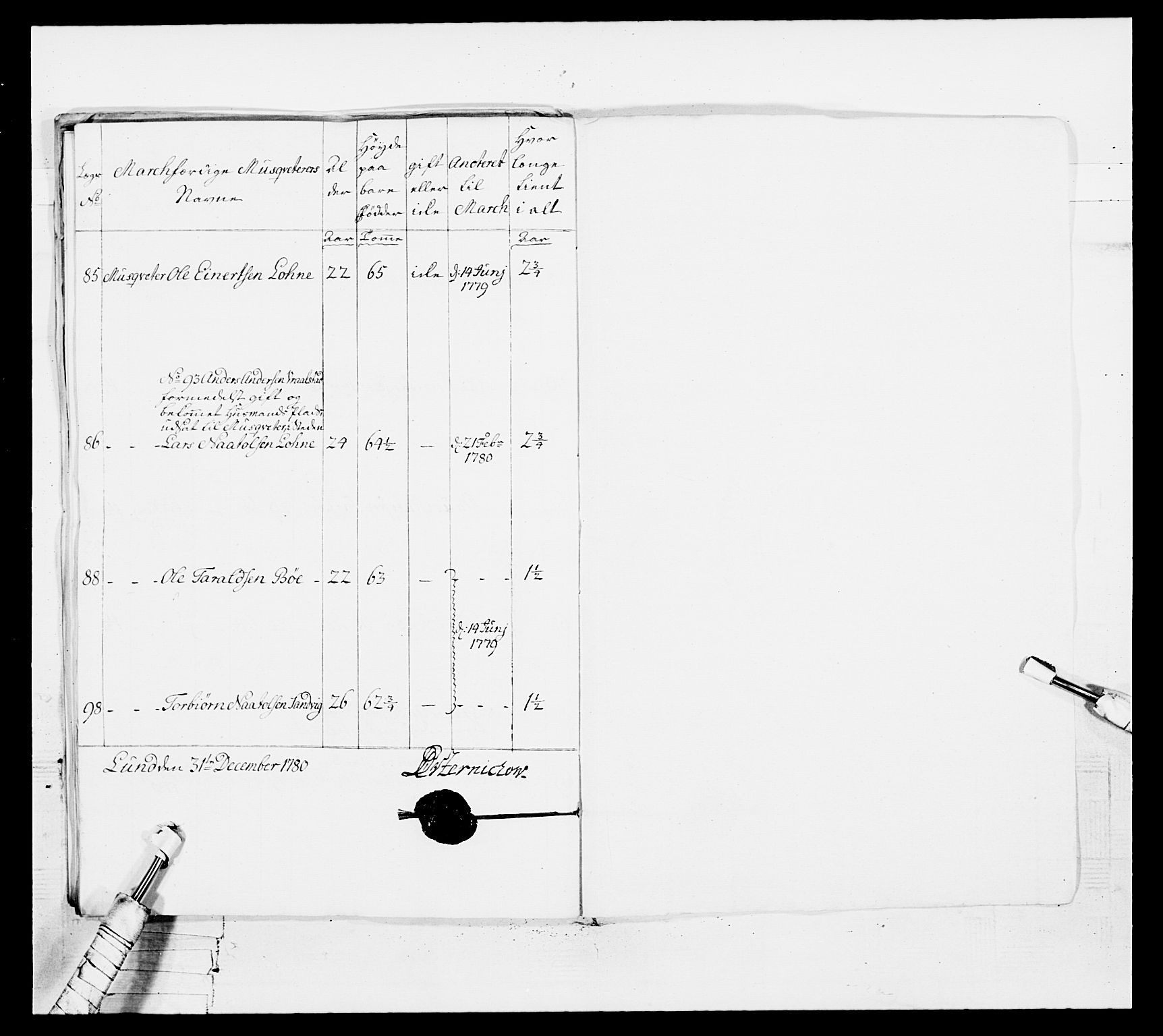 Generalitets- og kommissariatskollegiet, Det kongelige norske kommissariatskollegium, AV/RA-EA-5420/E/Eh/L0102: 1. Vesterlenske nasjonale infanteriregiment, 1778-1780, p. 619