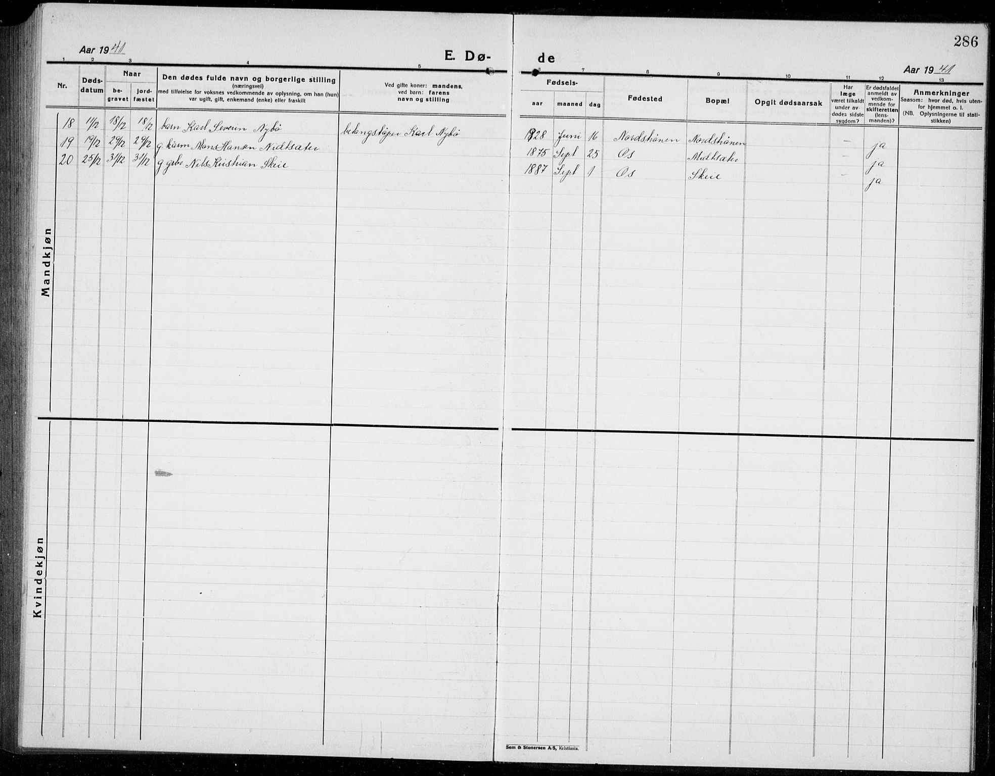 Os sokneprestembete, SAB/A-99929: Parish register (copy) no. A 5, 1923-1941, p. 286
