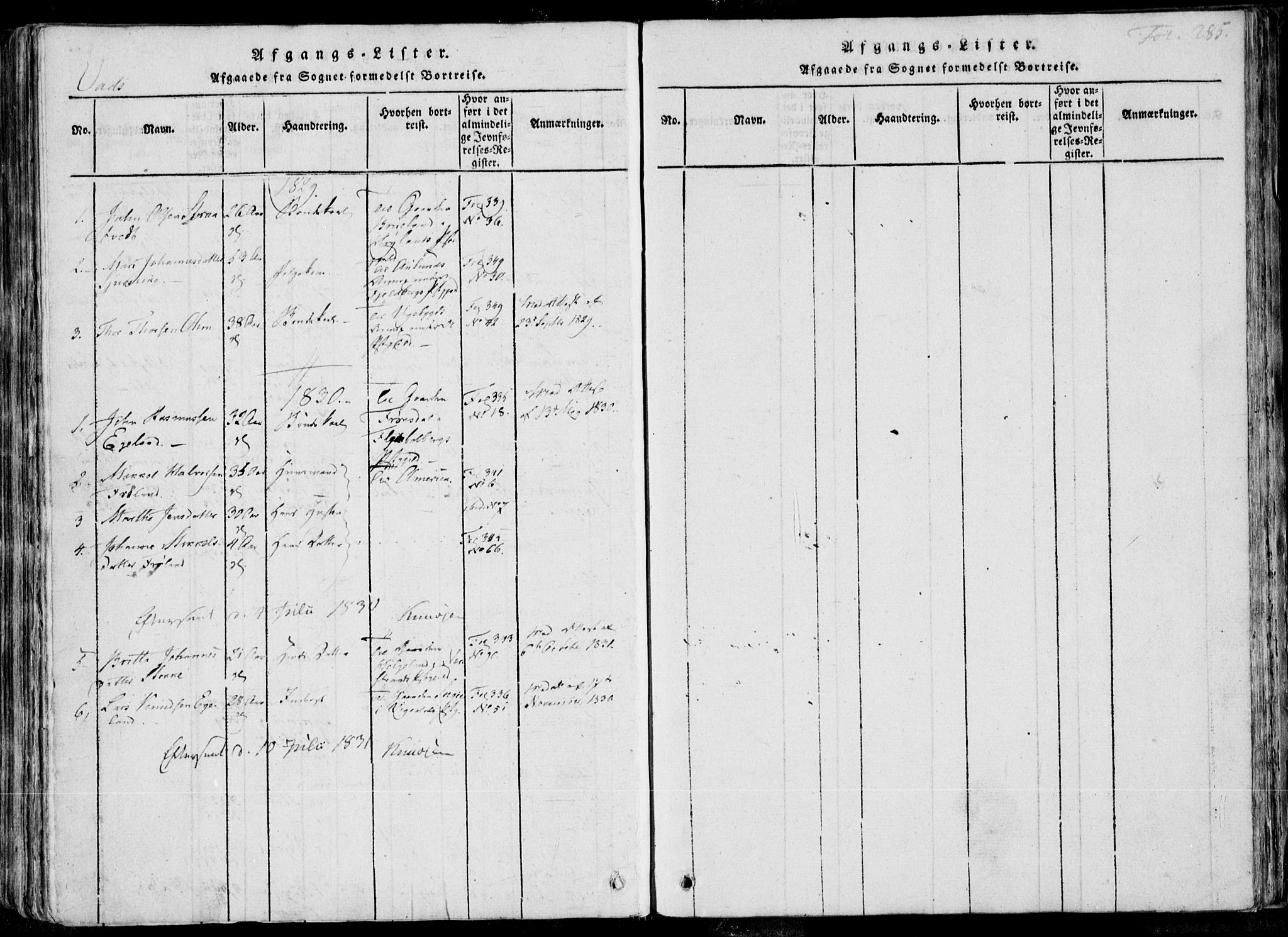 Skjold sokneprestkontor, SAST/A-101847/H/Ha/Haa/L0004: Parish register (official) no. A 4 /2, 1815-1830, p. 285