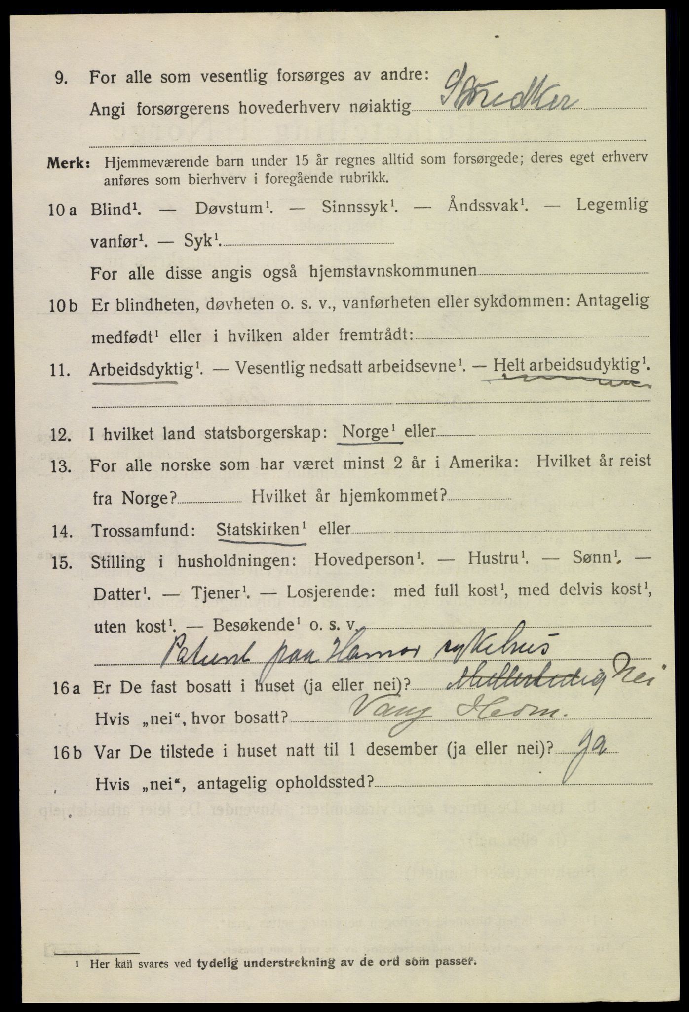 SAH, 1920 census for Hamar, 1920, p. 11176