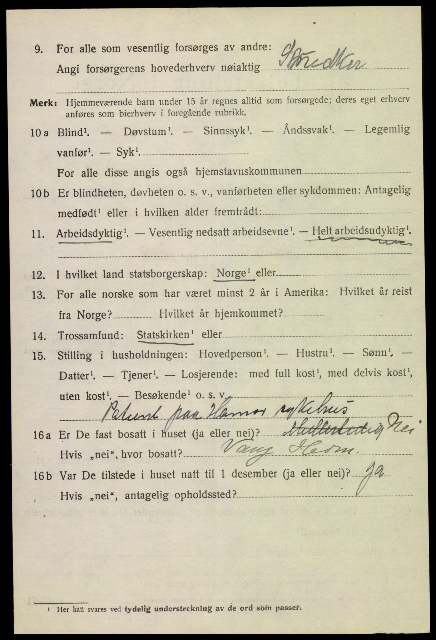 SAH, 1920 census for Hamar, 1920, p. 11176