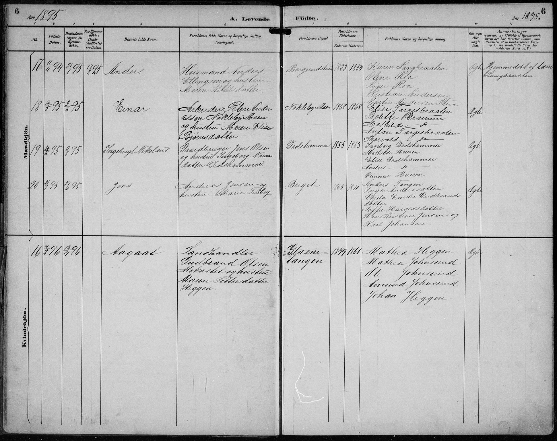 Lunder kirkebøker, AV/SAKO-A-629/F/Fb/L0001: Parish register (official) no. II 1, 1893-1916, p. 6