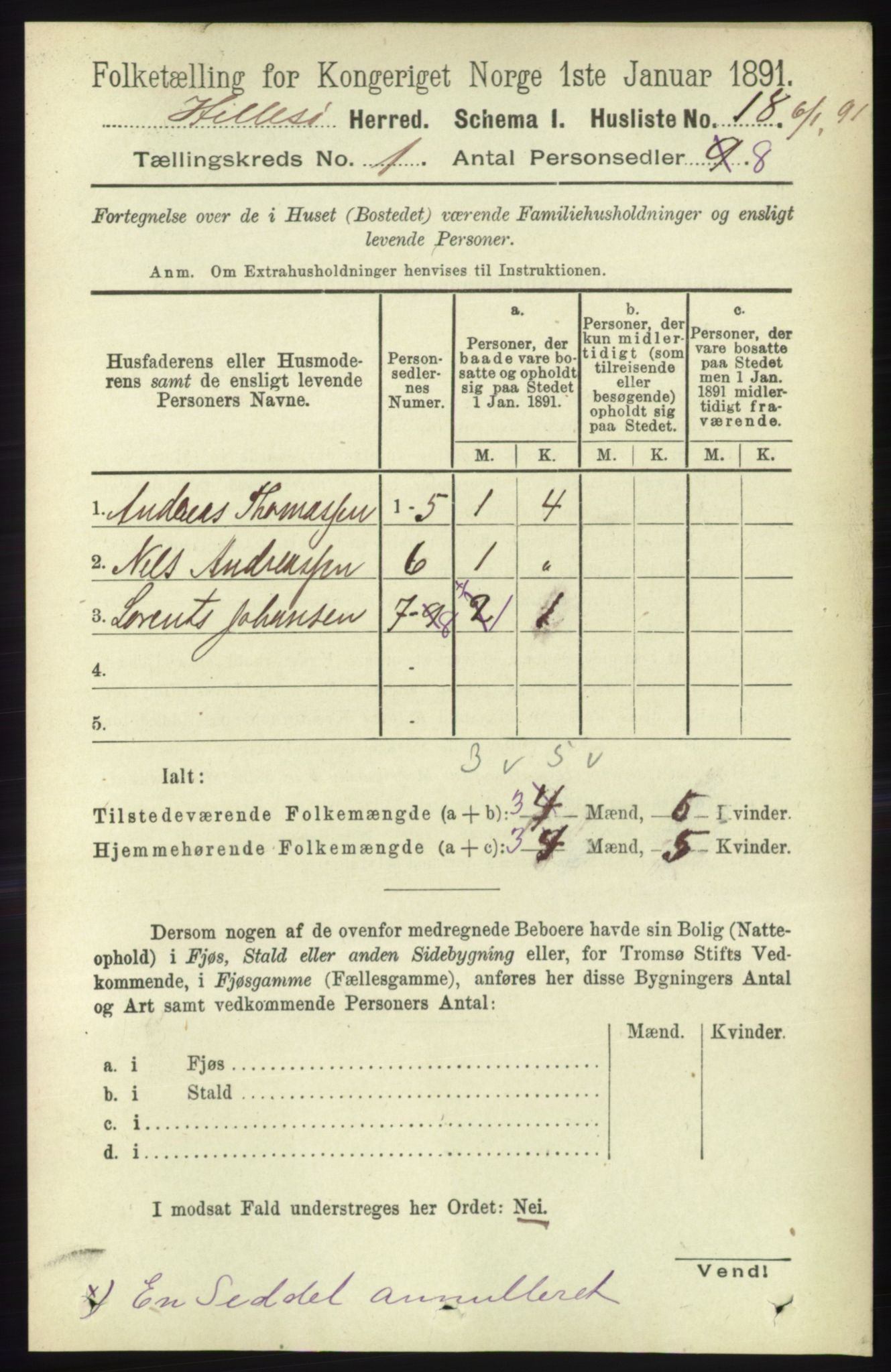 RA, 1891 census for 1930 Hillesøy, 1891, p. 31