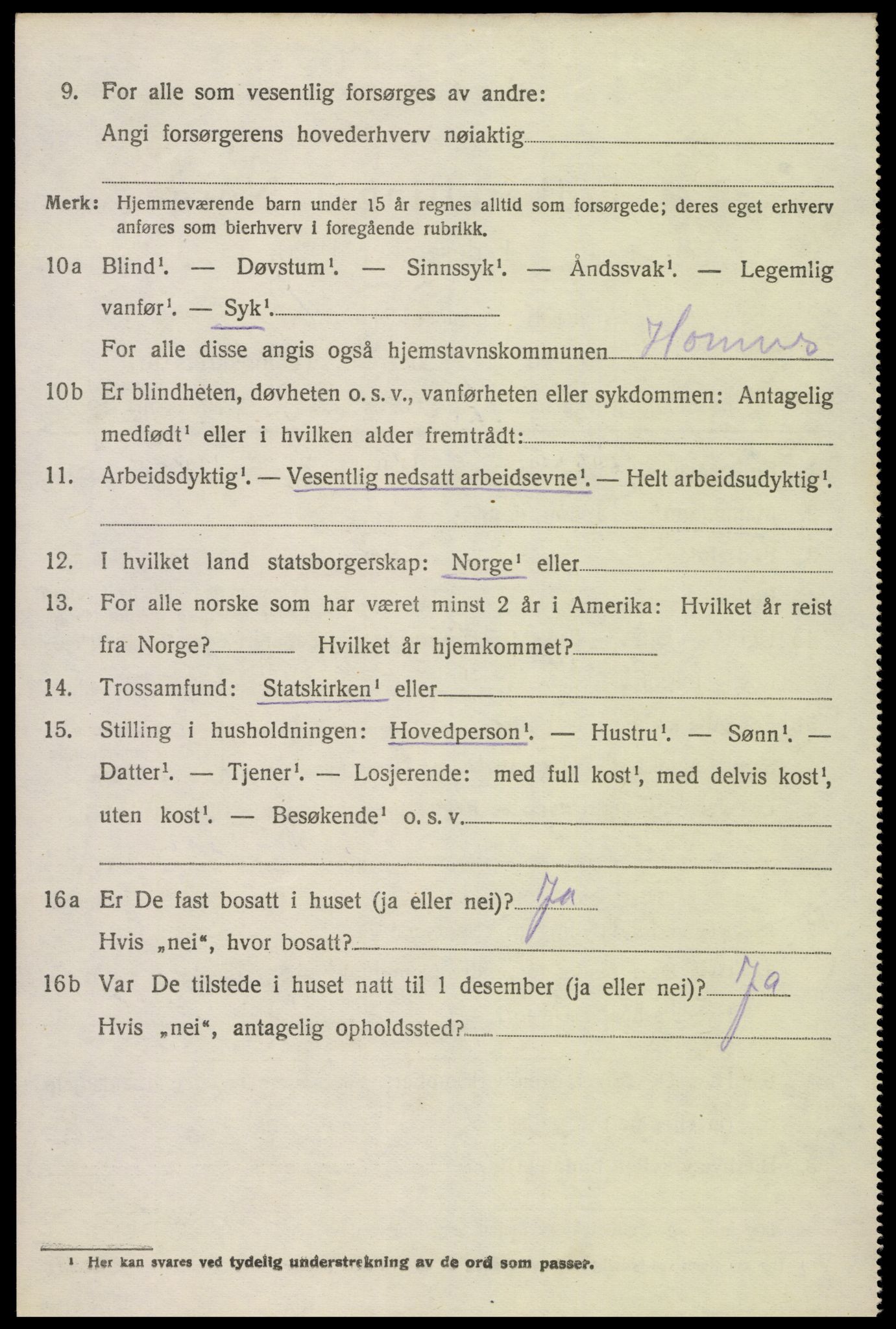 SAK, 1920 census for Hornnes, 1920, p. 930