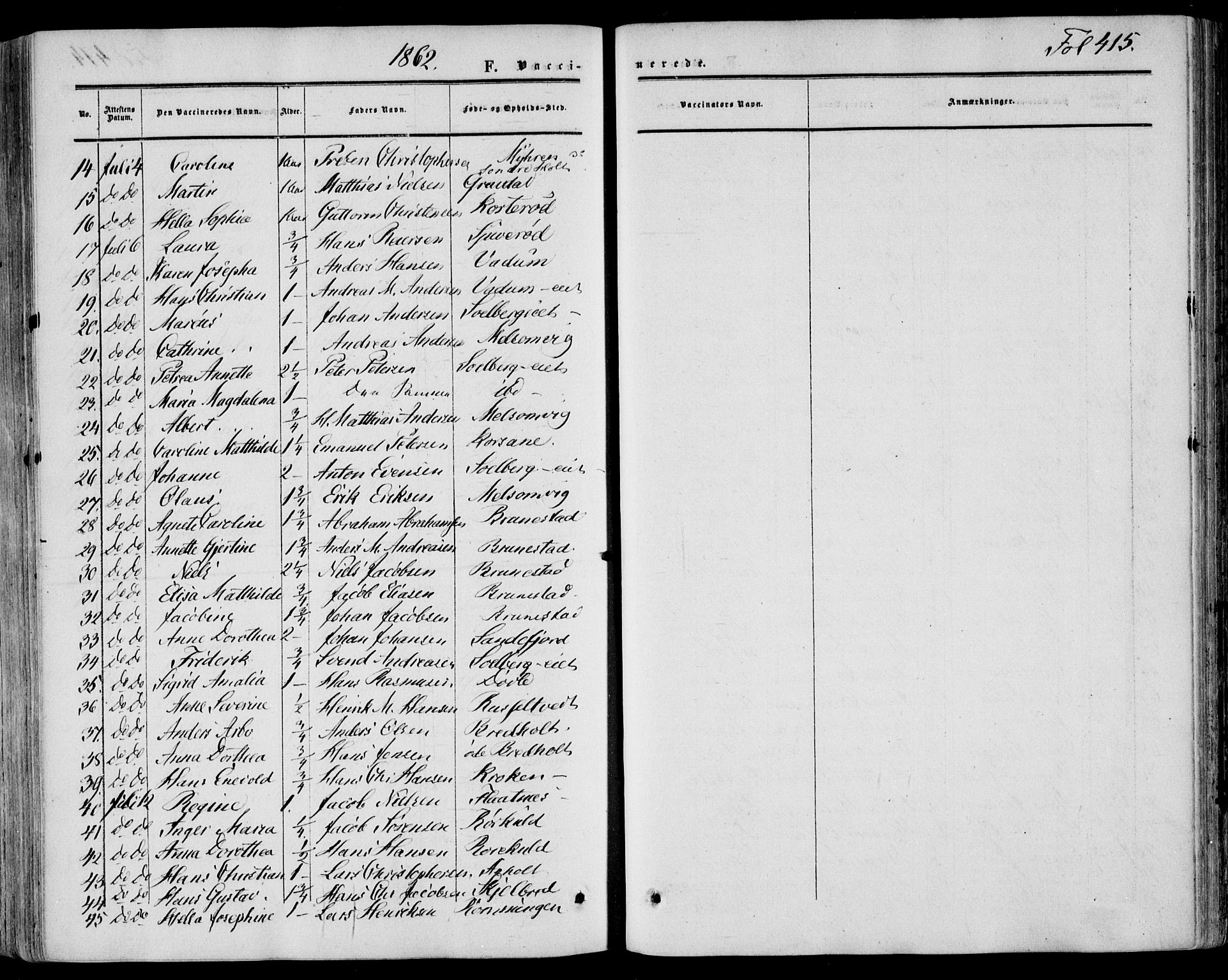 Stokke kirkebøker, SAKO/A-320/F/Fa/L0008: Parish register (official) no. I 8, 1858-1871, p. 415