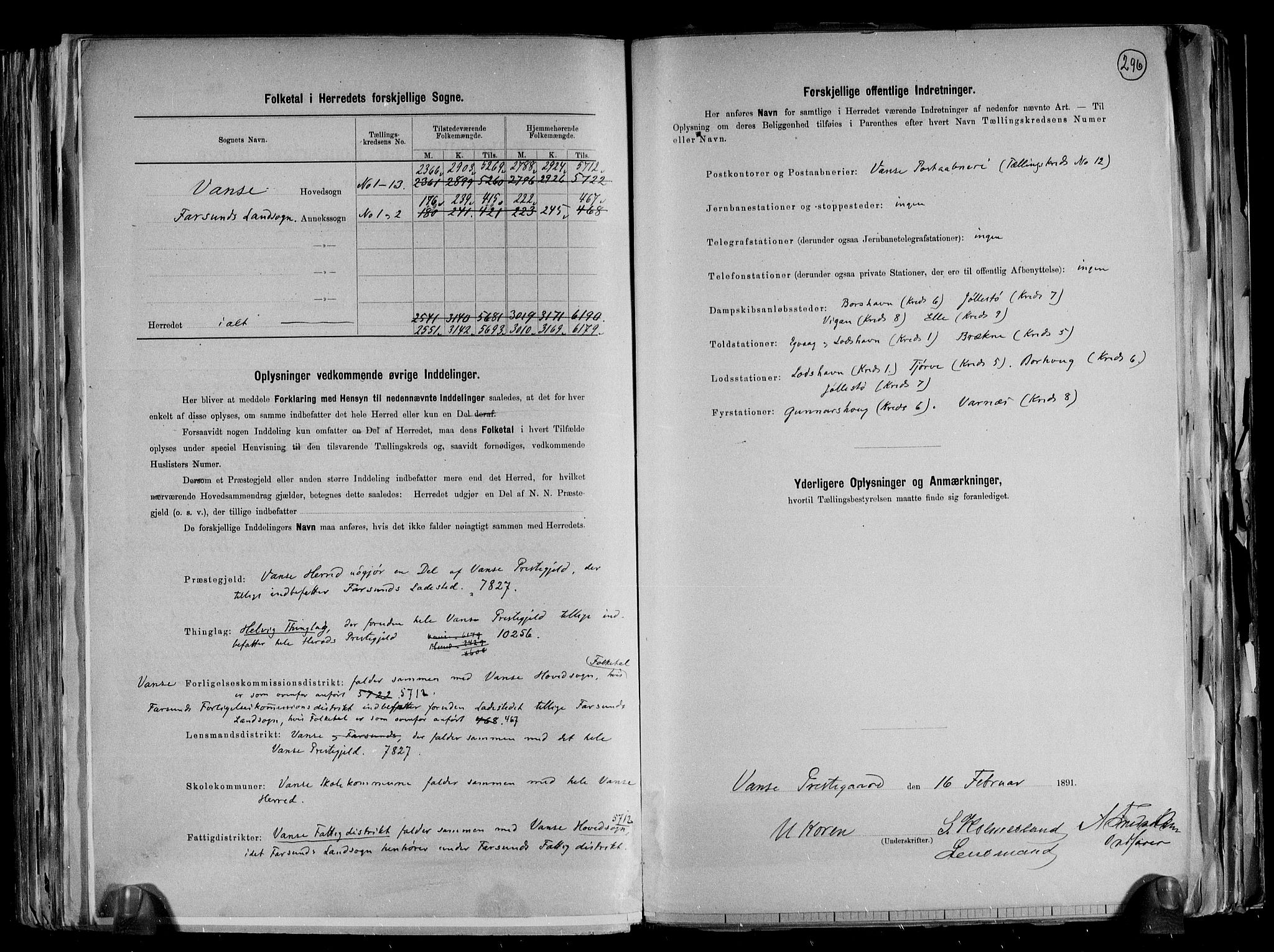 RA, 1891 census for 1041 Vanse, 1891, p. 3