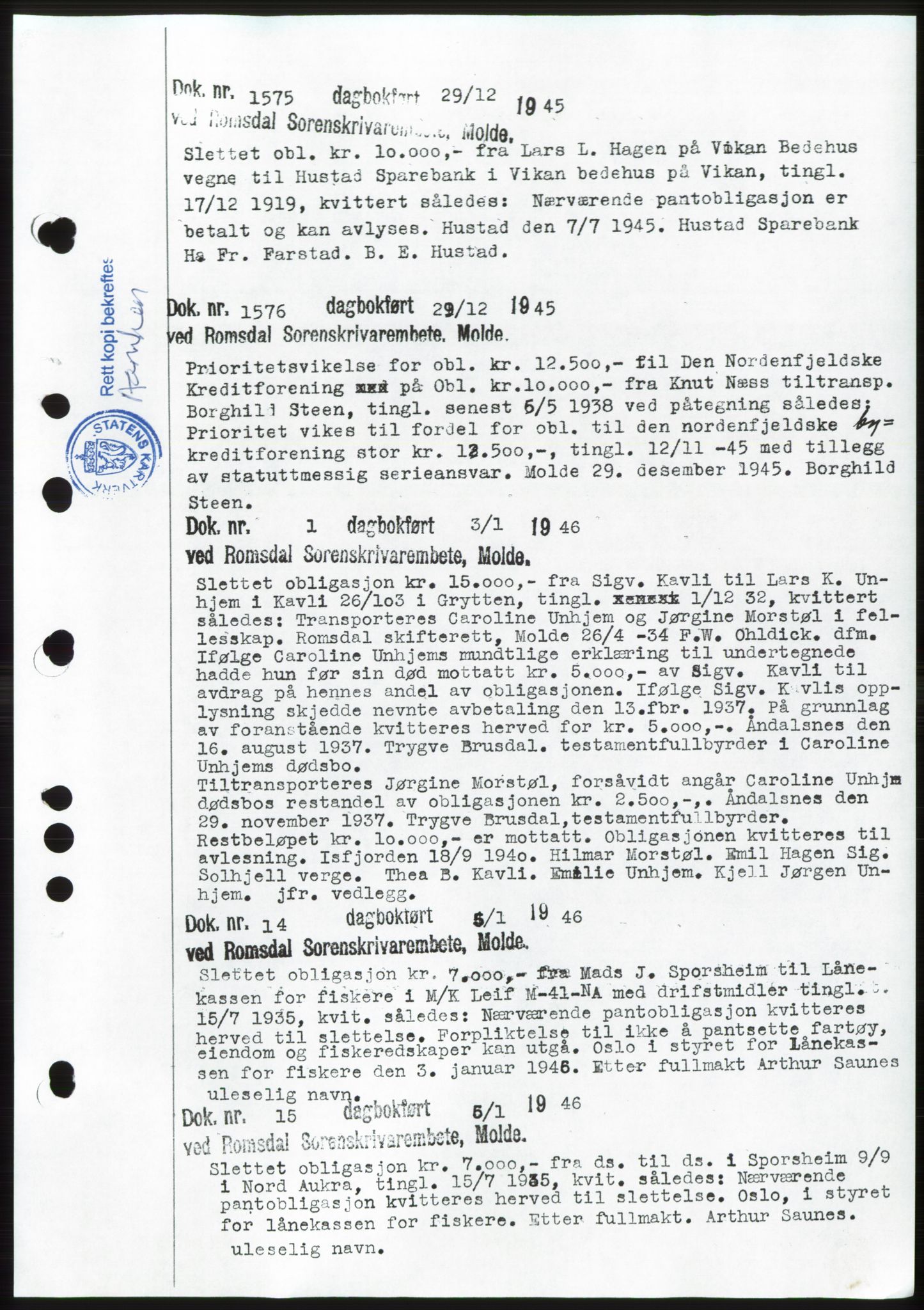 Romsdal sorenskriveri, AV/SAT-A-4149/1/2/2C: Mortgage book no. C1b, 1946-1949, Deed date: 29.12.1945