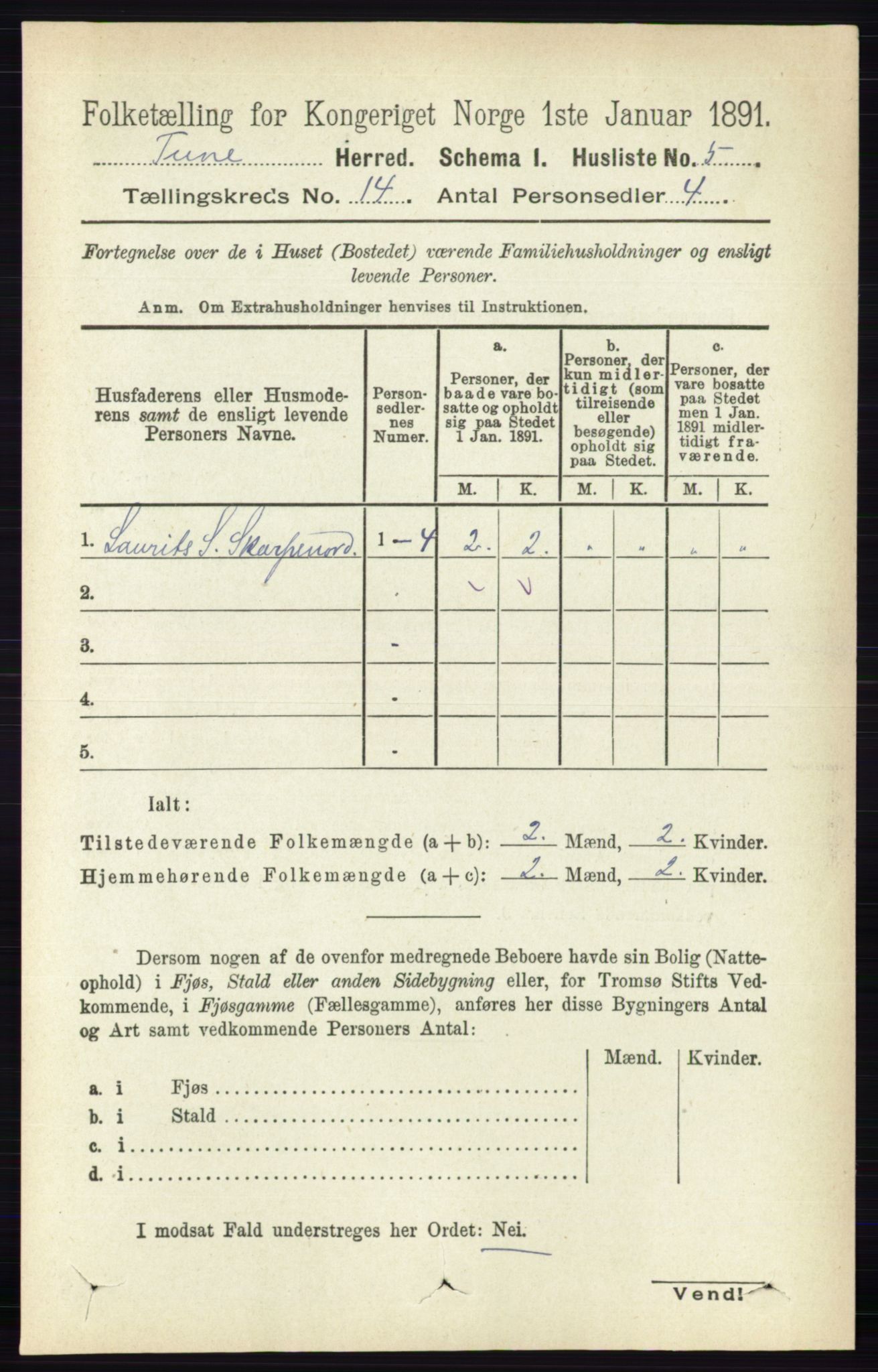 RA, 1891 census for 0130 Tune, 1891, p. 7891