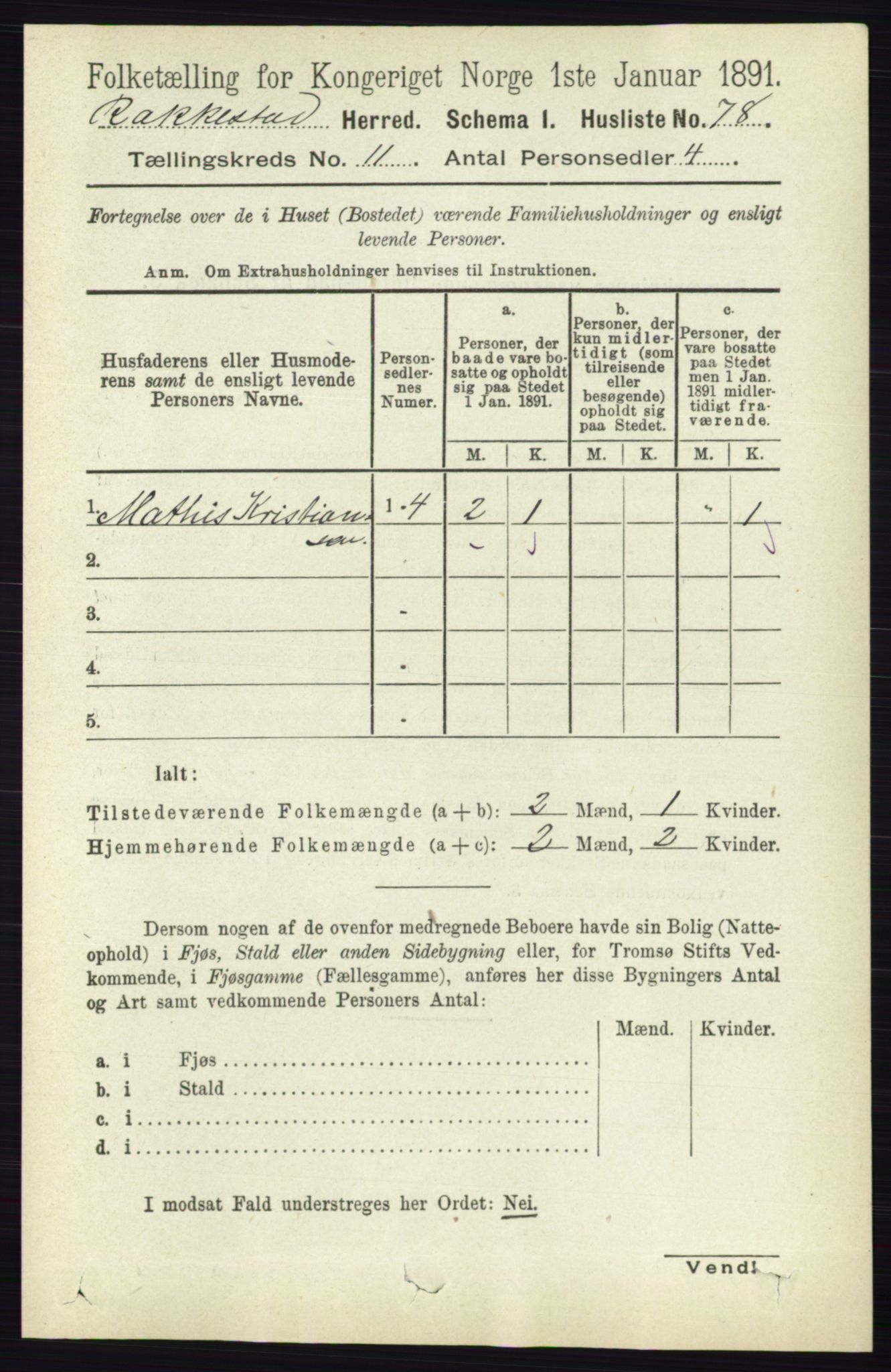 RA, 1891 census for 0128 Rakkestad, 1891, p. 5156