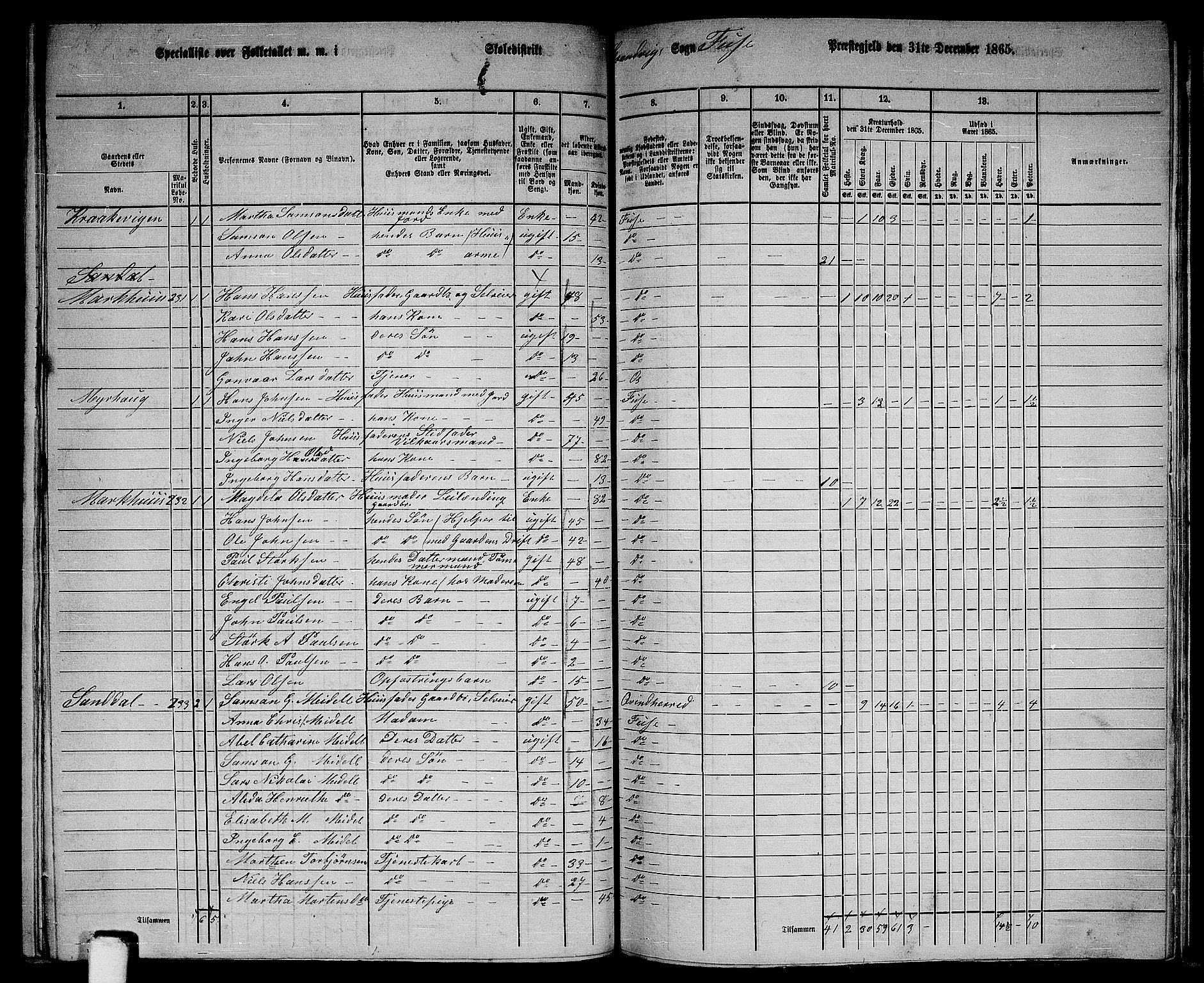 RA, 1865 census for Fusa, 1865, p. 96