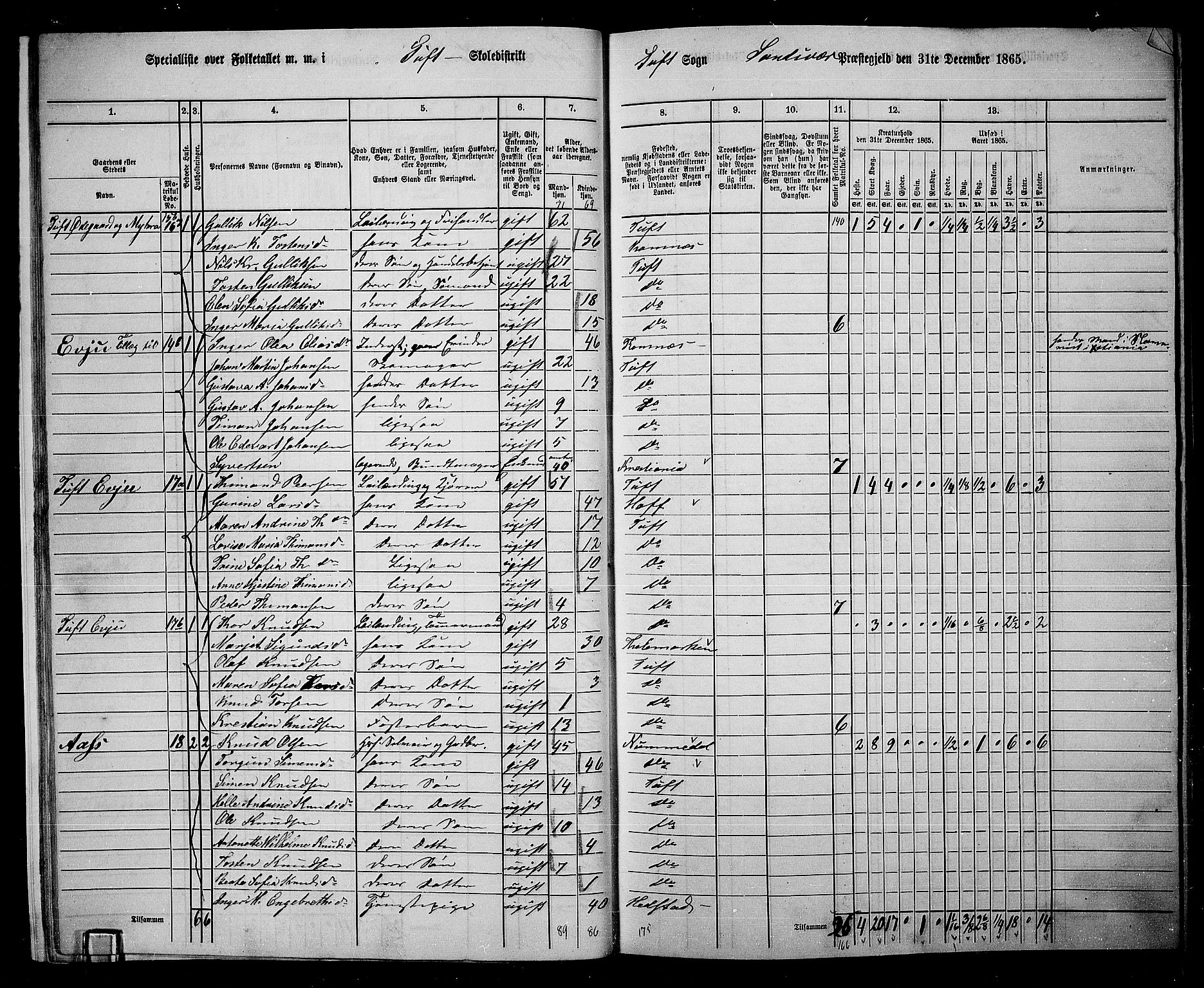 RA, 1865 census for Sandsvær, 1865, p. 18