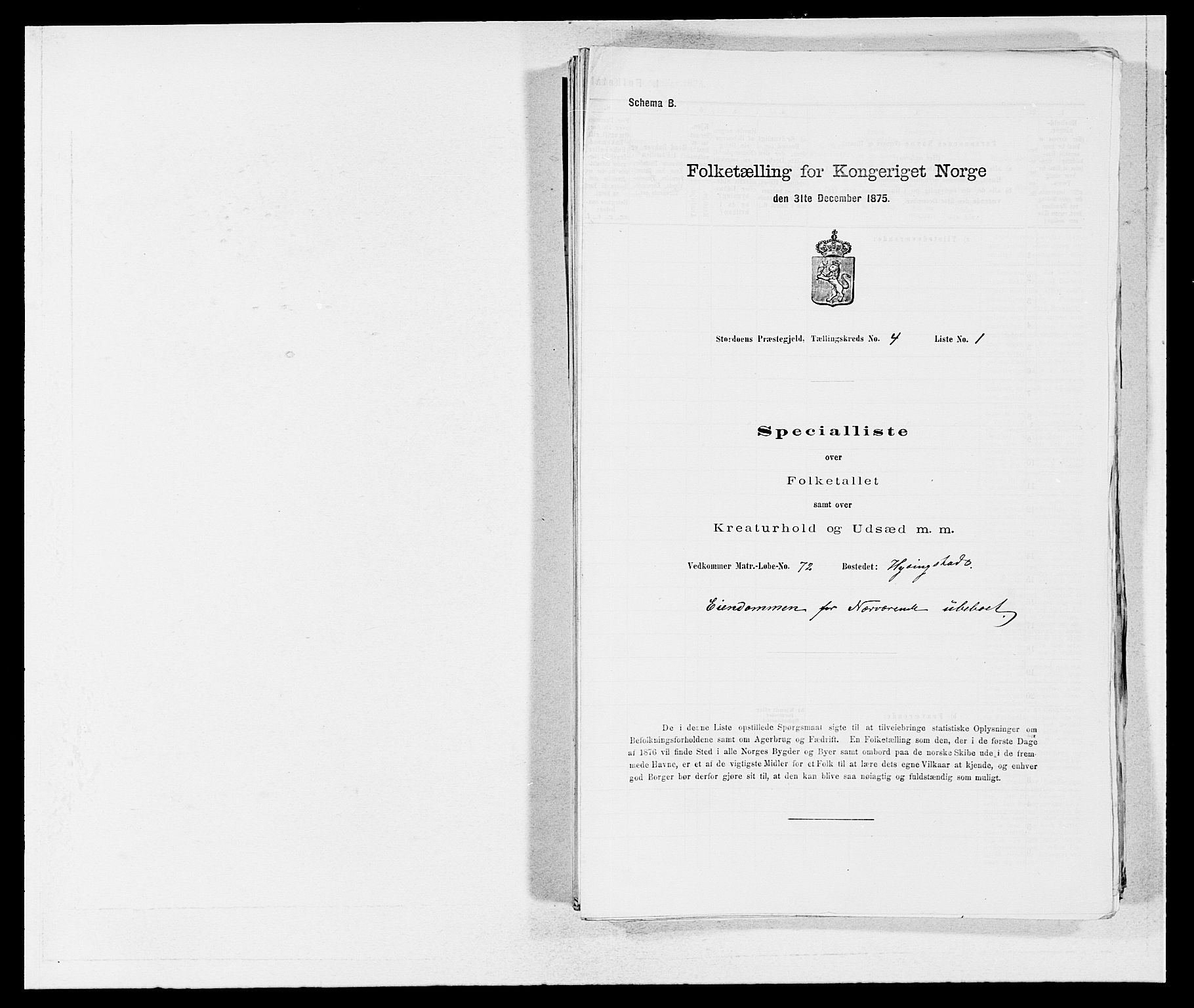 SAB, 1875 census for 1221P Stord, 1875, p. 257