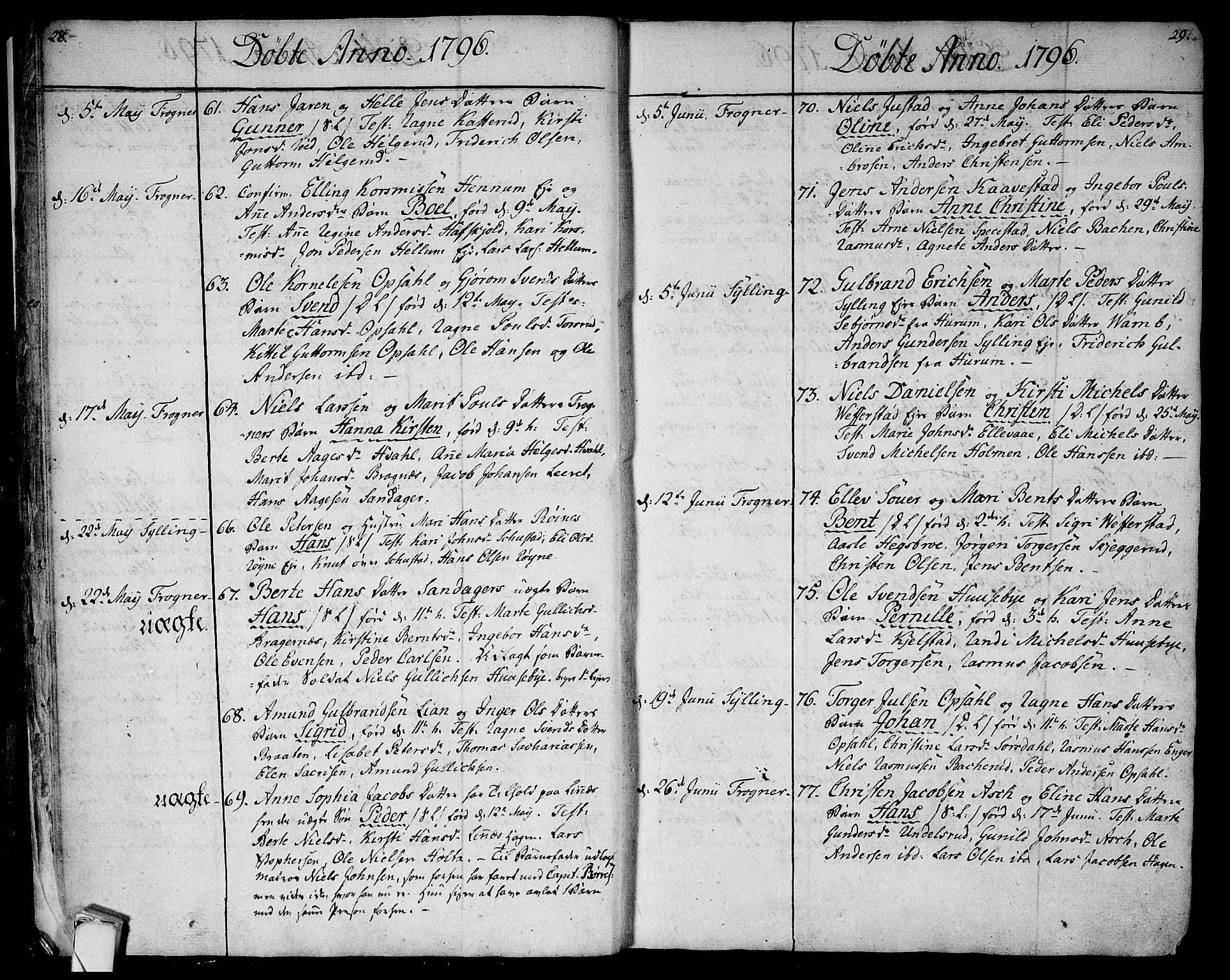 Lier kirkebøker, SAKO/A-230/F/Fa/L0007: Parish register (official) no. I 7, 1794-1813, p. 28-29