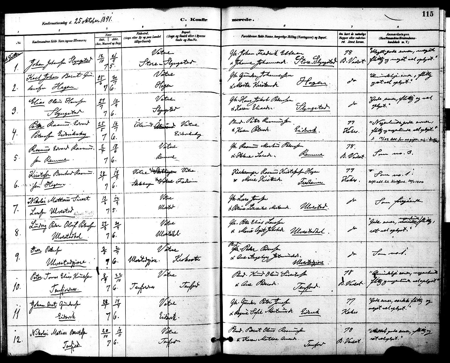 Ministerialprotokoller, klokkerbøker og fødselsregistre - Møre og Romsdal, SAT/A-1454/525/L0374: Parish register (official) no. 525A04, 1880-1899, p. 115