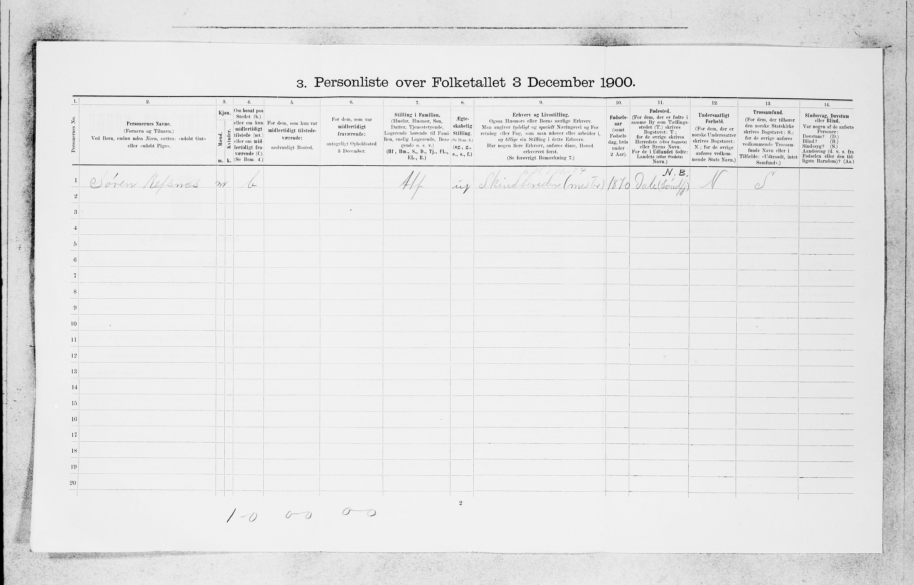 SAB, 1900 census for Bergen, 1900, p. 19984