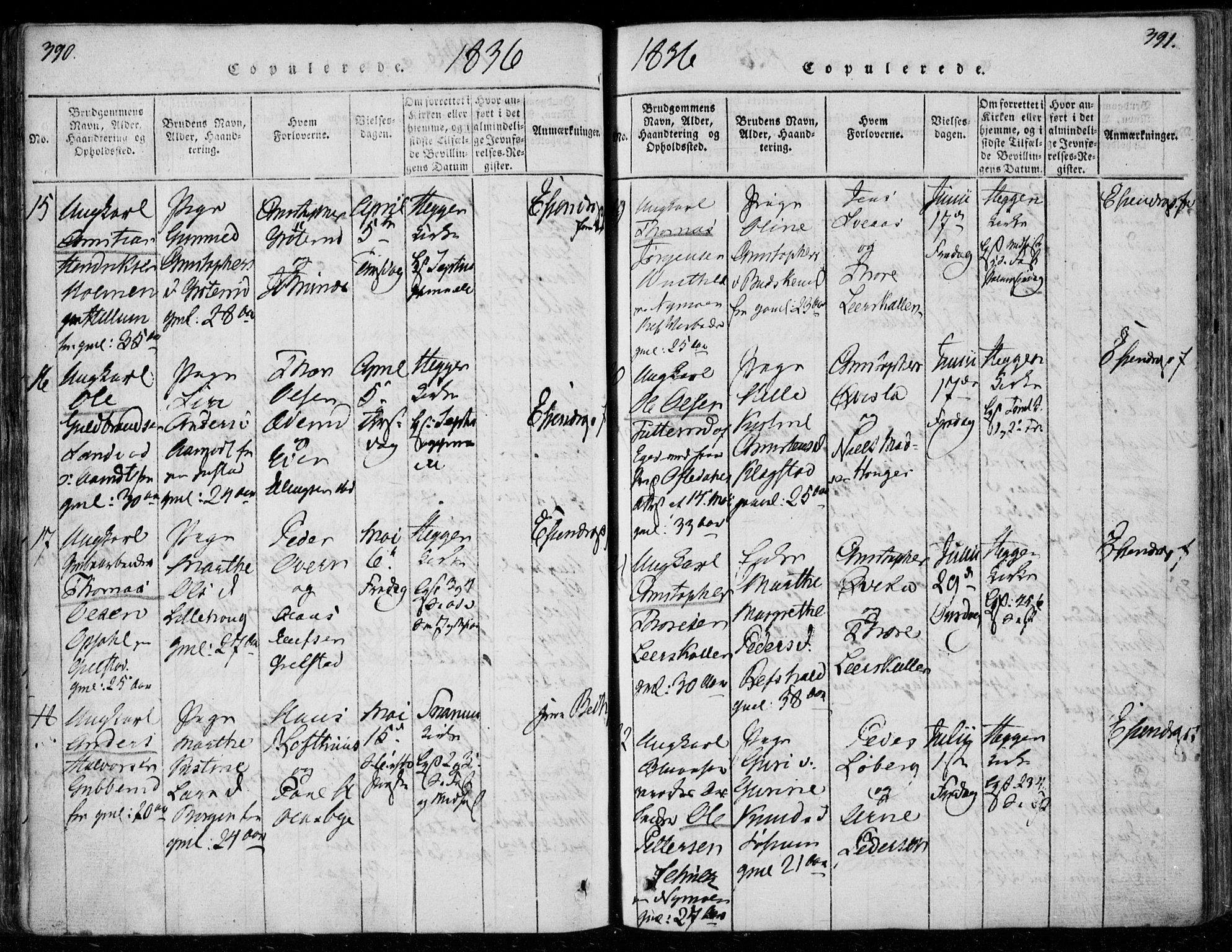 Modum kirkebøker, AV/SAKO-A-234/F/Fa/L0006: Parish register (official) no. 6, 1832-1841, p. 390-391