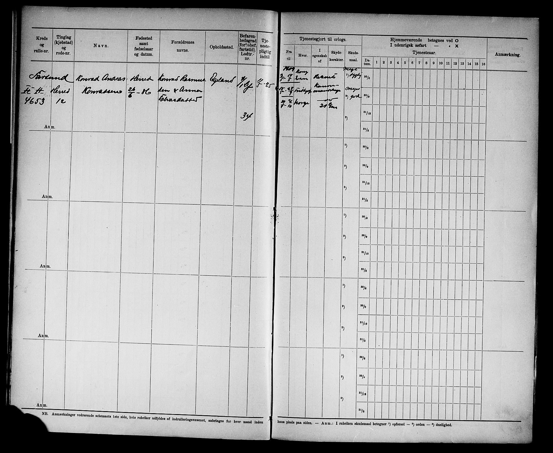 Kristiansand mønstringskrets, AV/SAK-2031-0015/F/Fd/L0011: Rulle sjøvernepliktige, C-11, 1909, p. 15