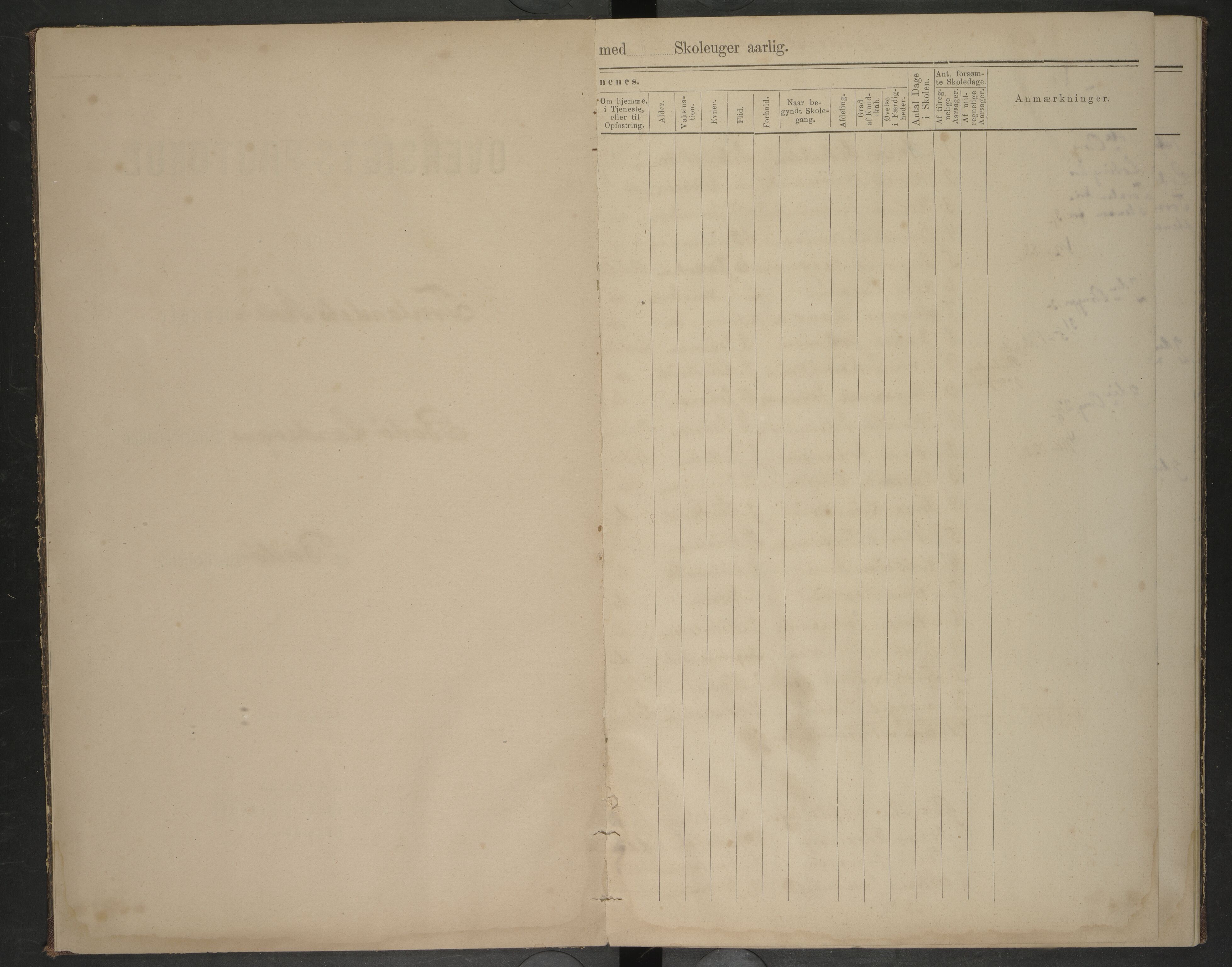 Bodin kommune. Tverlandet skolekrets, AIN/K-18431.510.02/F/Fa/L0004: Oversigts-protokol/Skoleprotokoll, 1890-1892