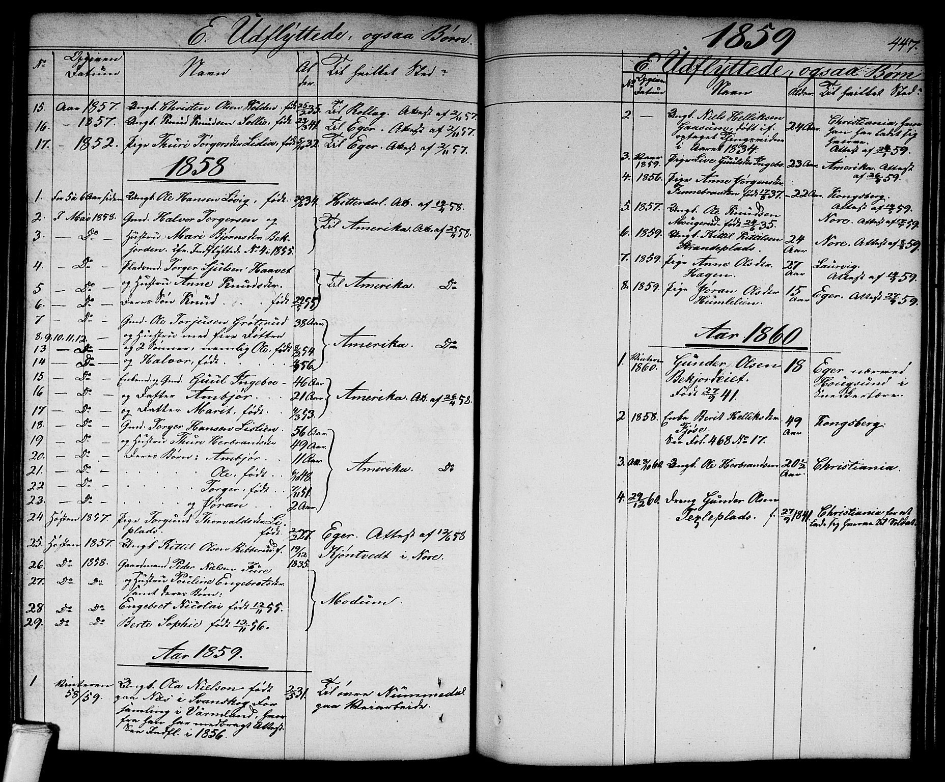 Flesberg kirkebøker, SAKO/A-18/G/Ga/L0002: Parish register (copy) no. I 2, 1834-1860, p. 447