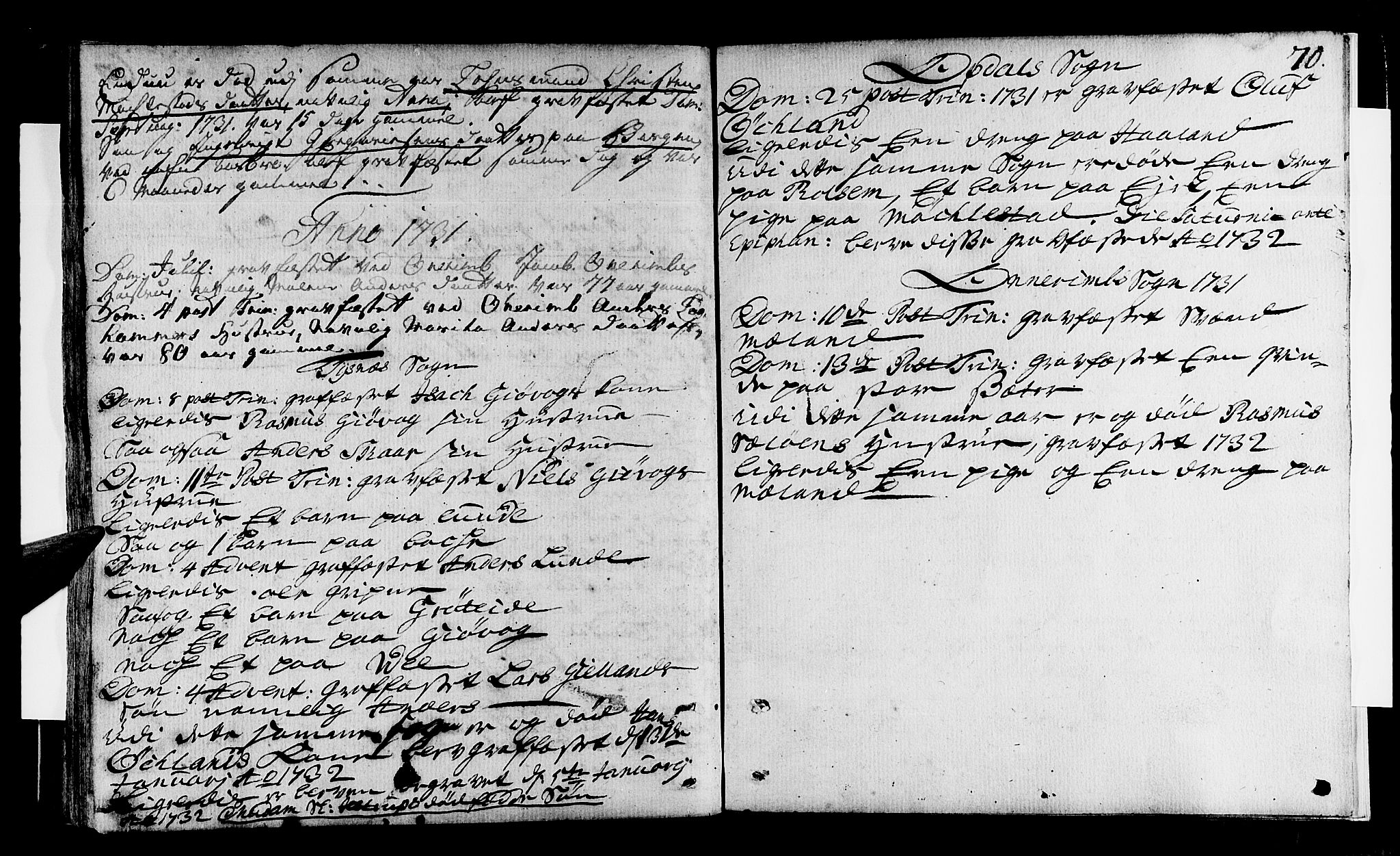 Tysnes sokneprestembete, SAB/A-78601/H/Haa: Parish register (official) no. A 1, 1723-1731, p. 70