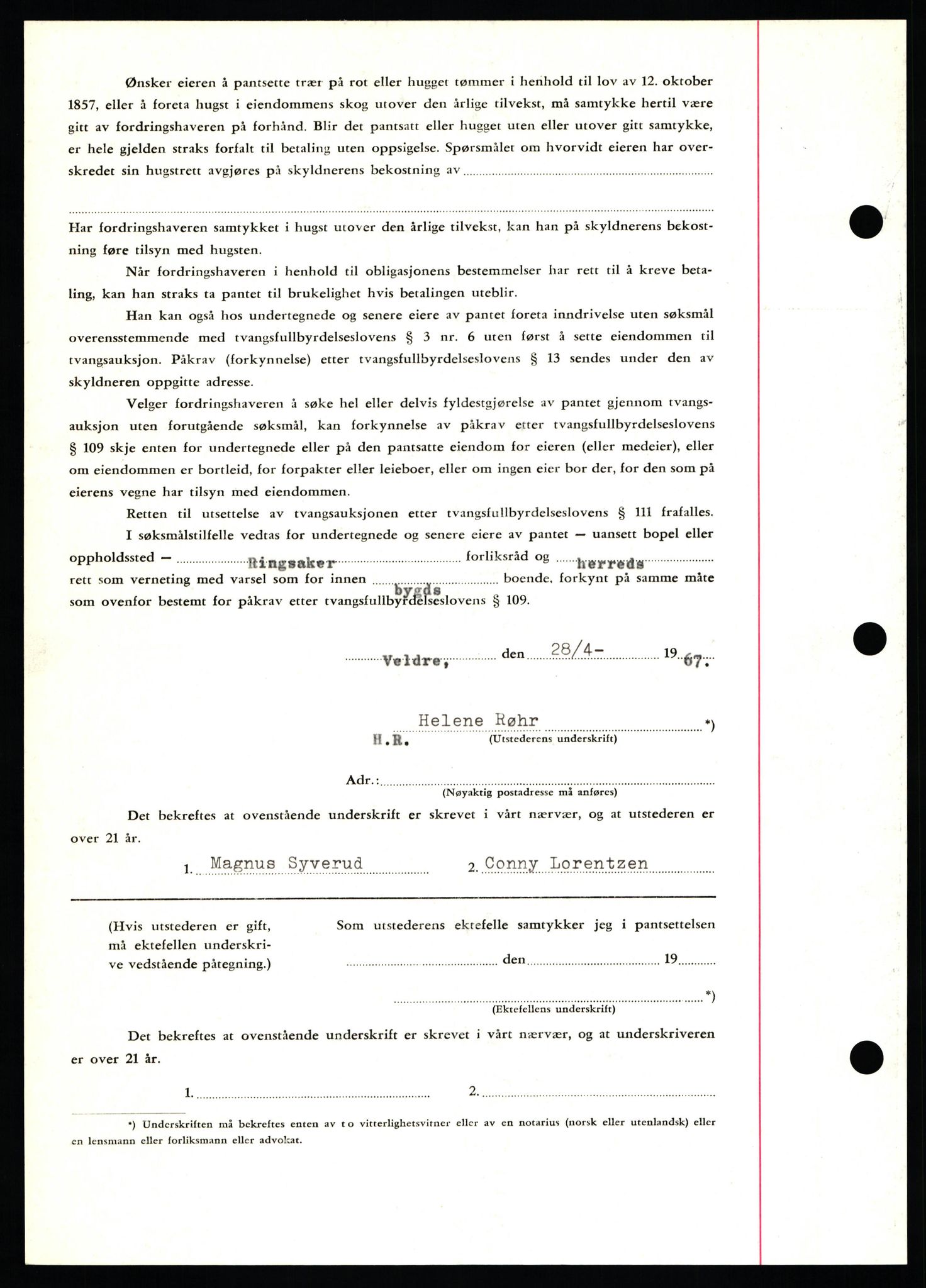 Nord-Hedmark sorenskriveri, SAH/TING-012/H/Hb/Hbf/L0071: Mortgage book no. B71, 1967-1967, Diary no: : 1966/1967