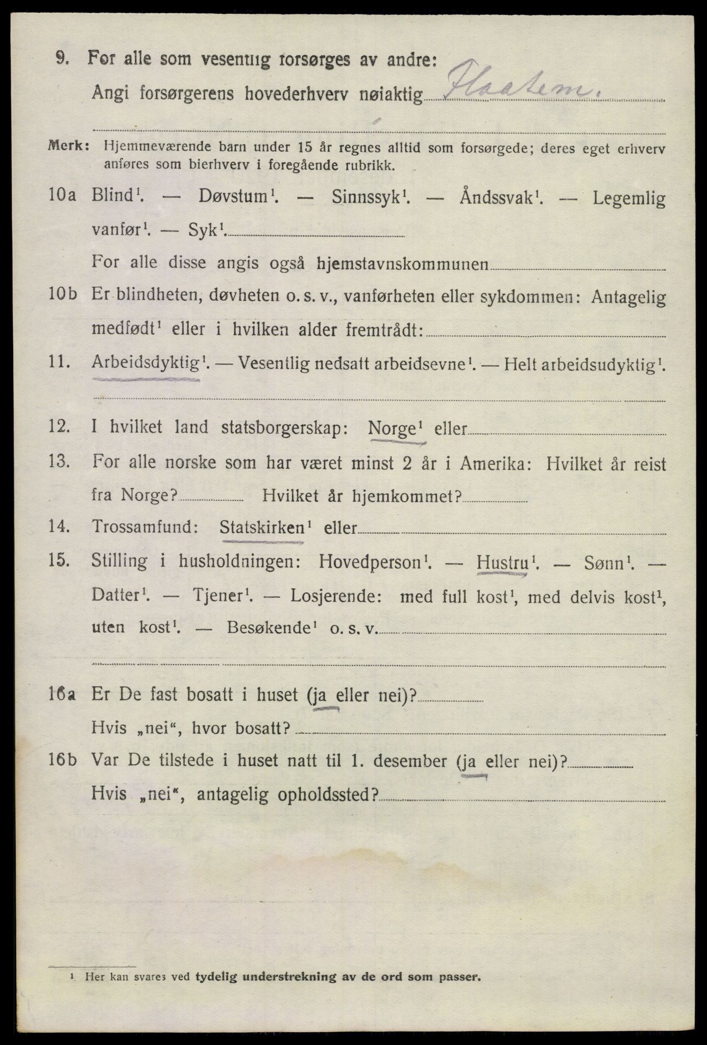 SAKO, 1920 census for Lunde, 1920, p. 4424