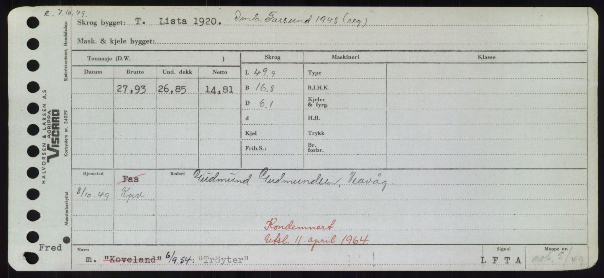 Sjøfartsdirektoratet med forløpere, Skipsmålingen, RA/S-1627/H/Hd/L0039: Fartøy, Ti-Tø, p. 765