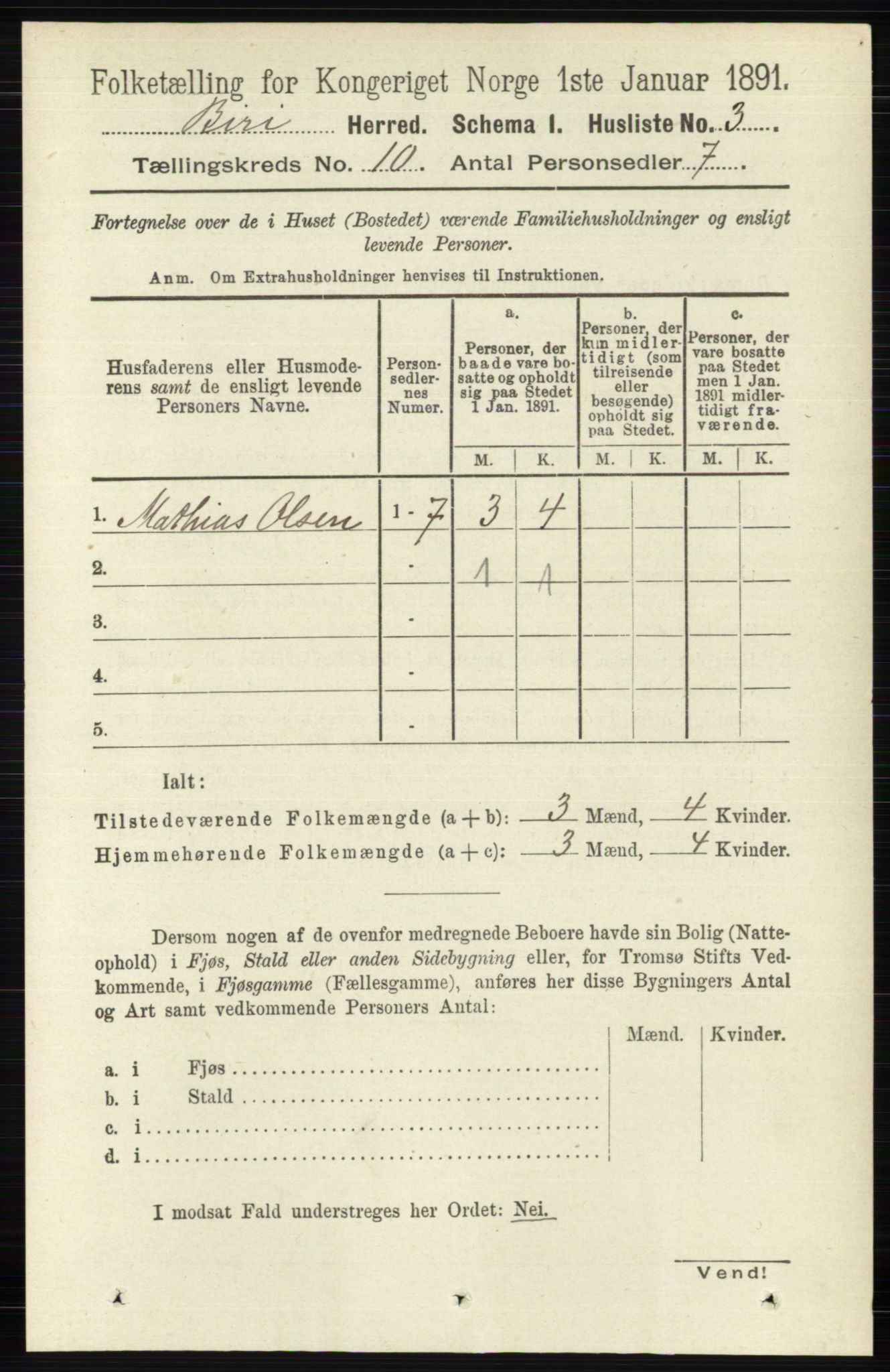 RA, 1891 census for 0525 Biri, 1891, p. 3742