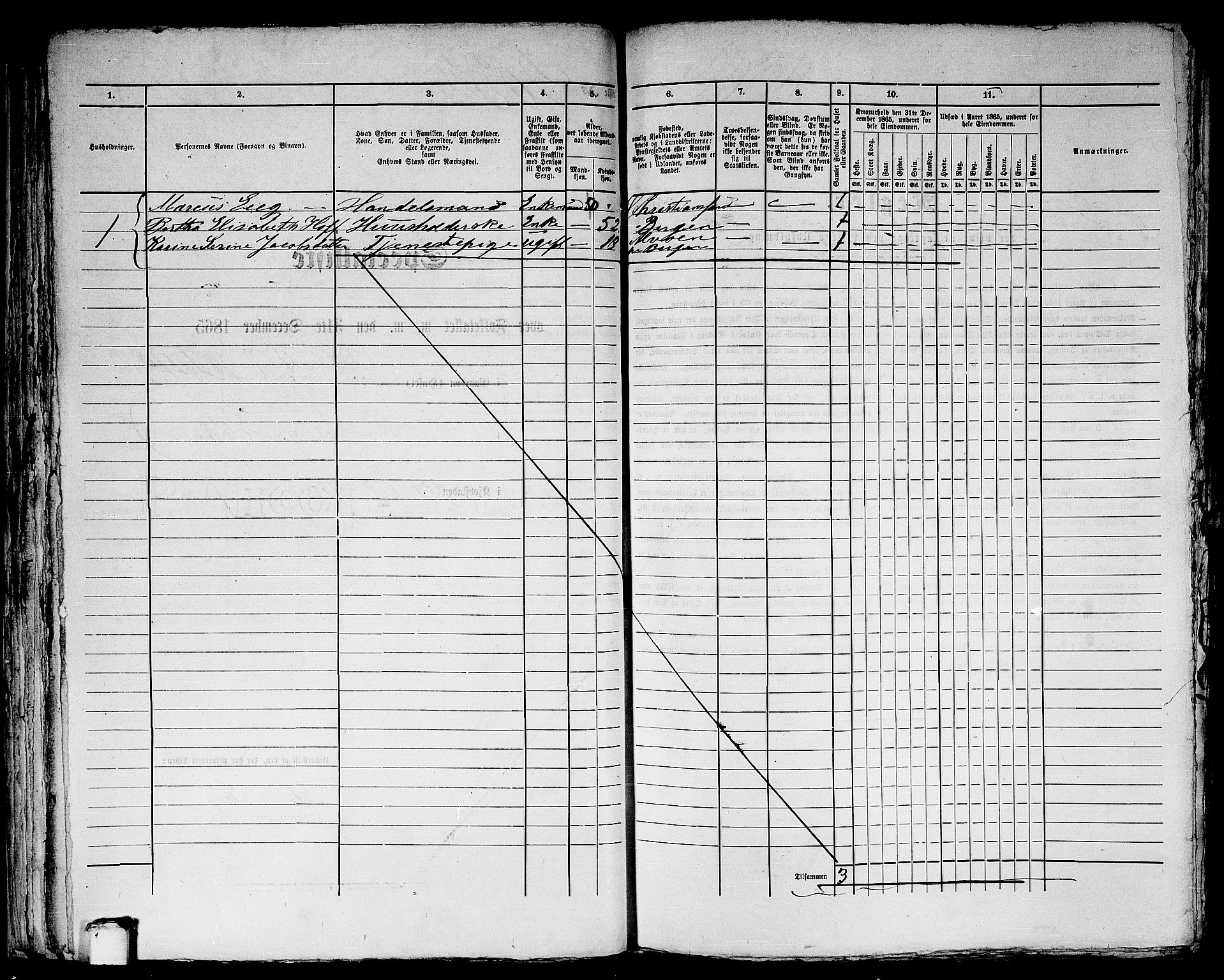 RA, 1865 census for Bergen, 1865, p. 4159