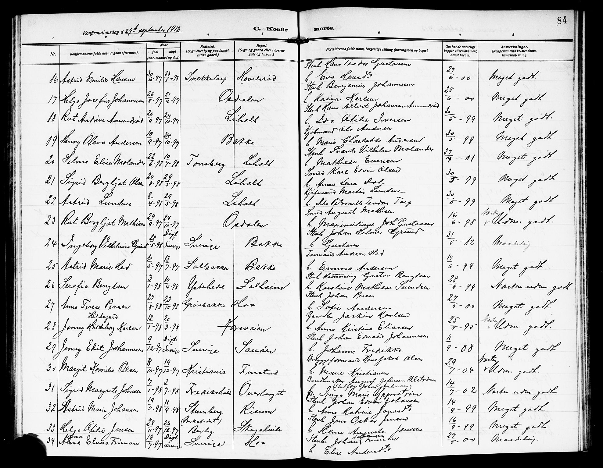 Idd prestekontor Kirkebøker, SAO/A-10911/G/Gb/L0002: Parish register (copy) no. II 2, 1907-1913, p. 84