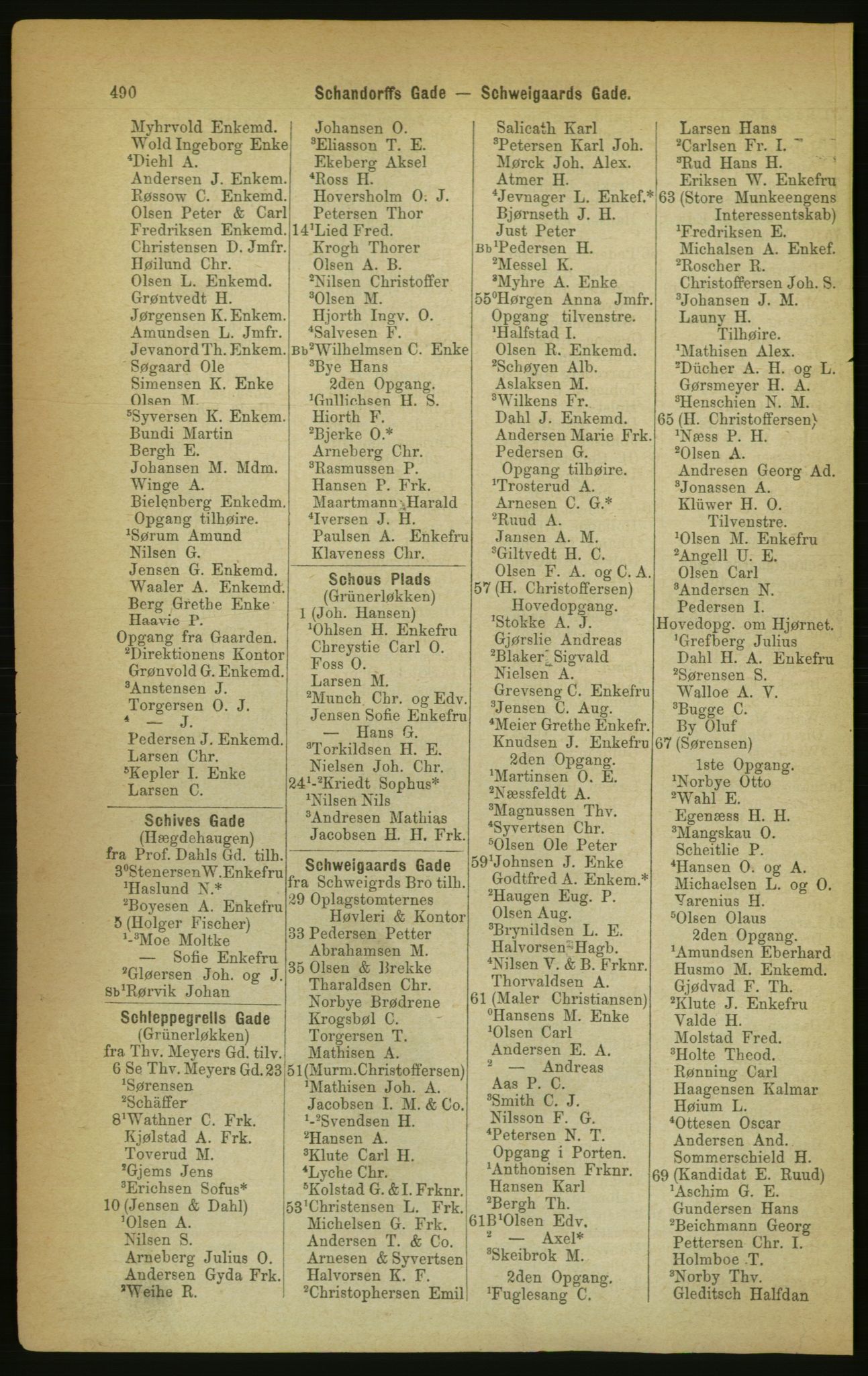 Kristiania/Oslo adressebok, PUBL/-, 1888, p. 490