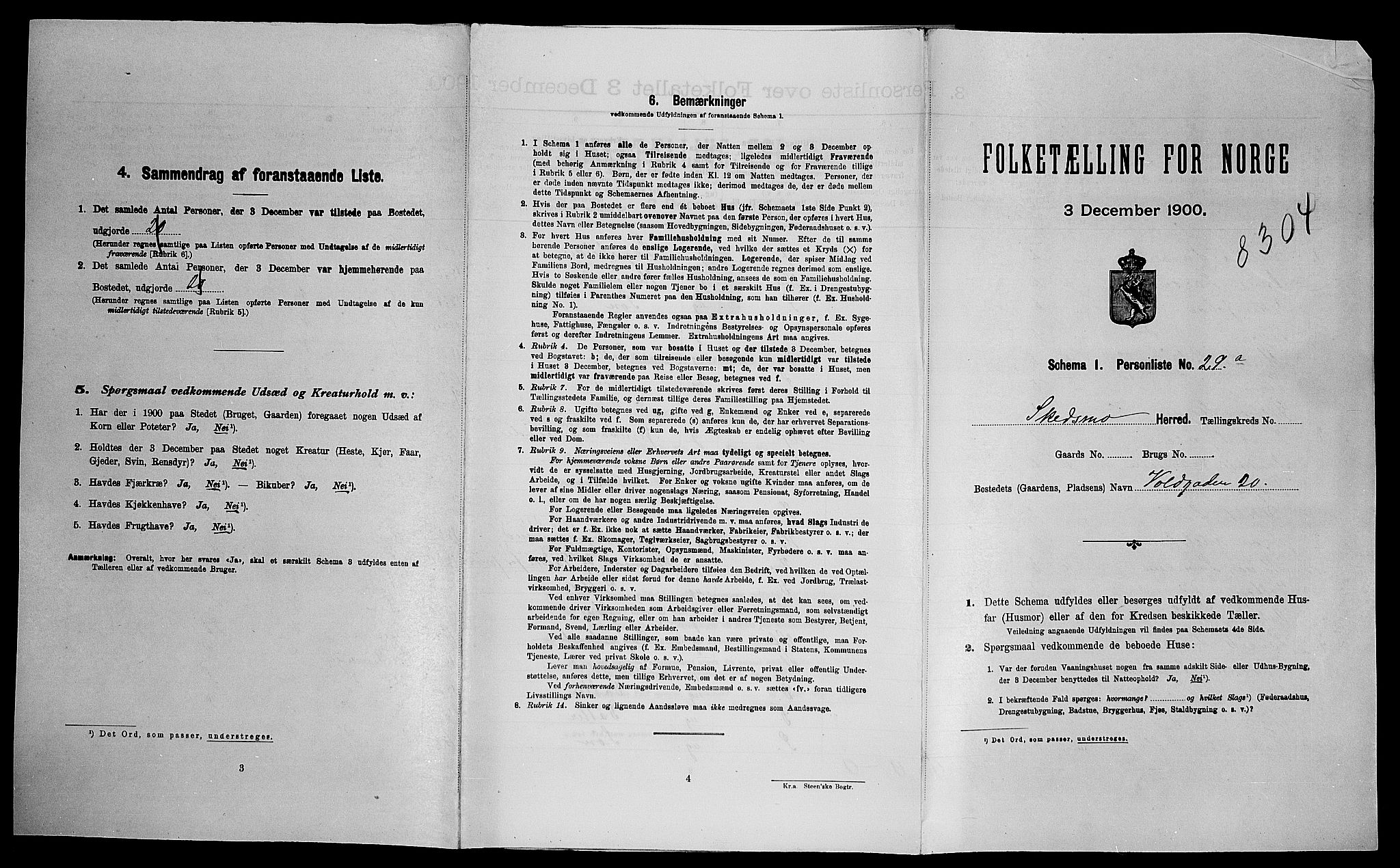 SAO, 1900 census for Skedsmo, 1900