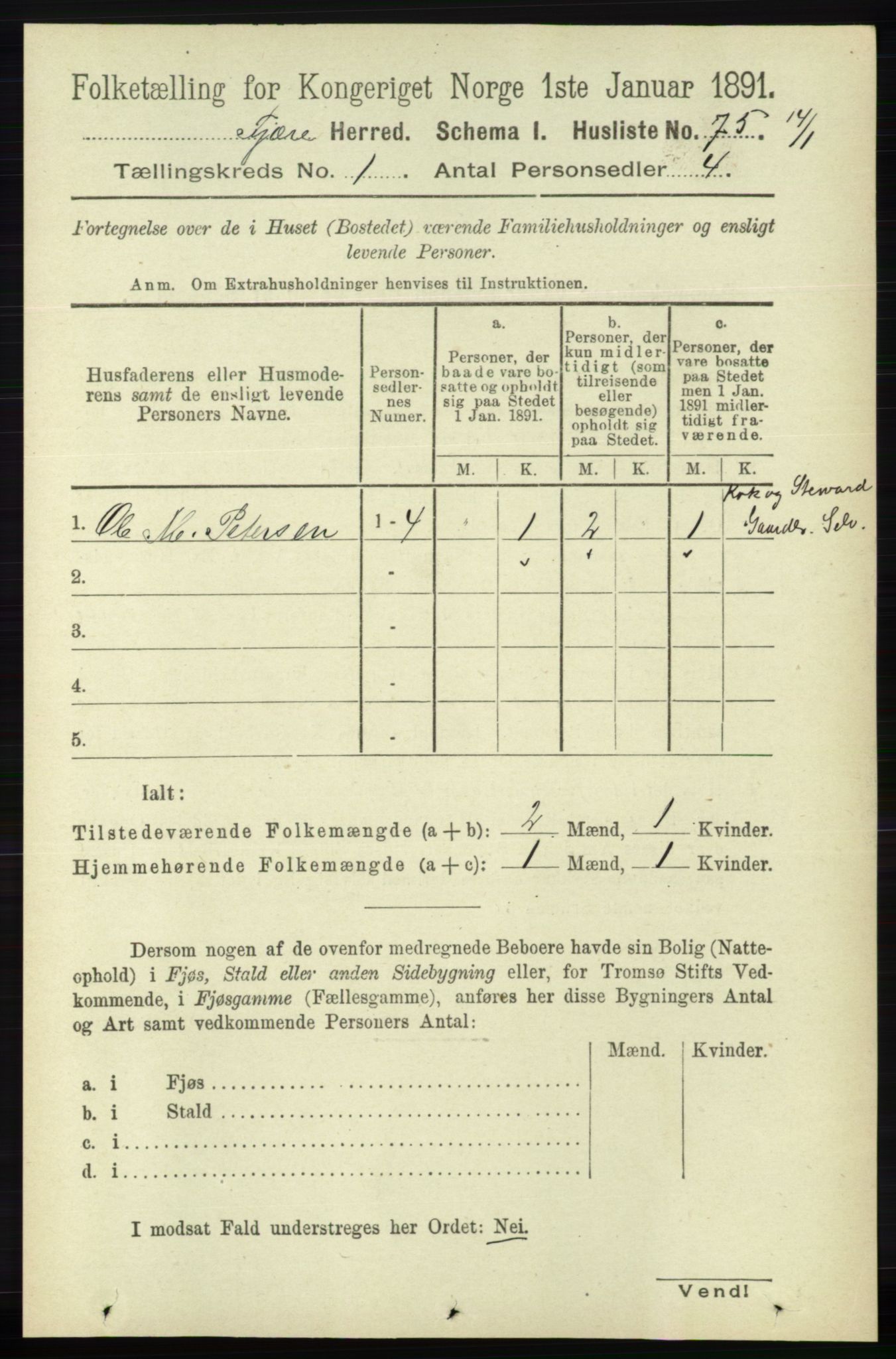 RA, 1891 census for 0923 Fjære, 1891, p. 110