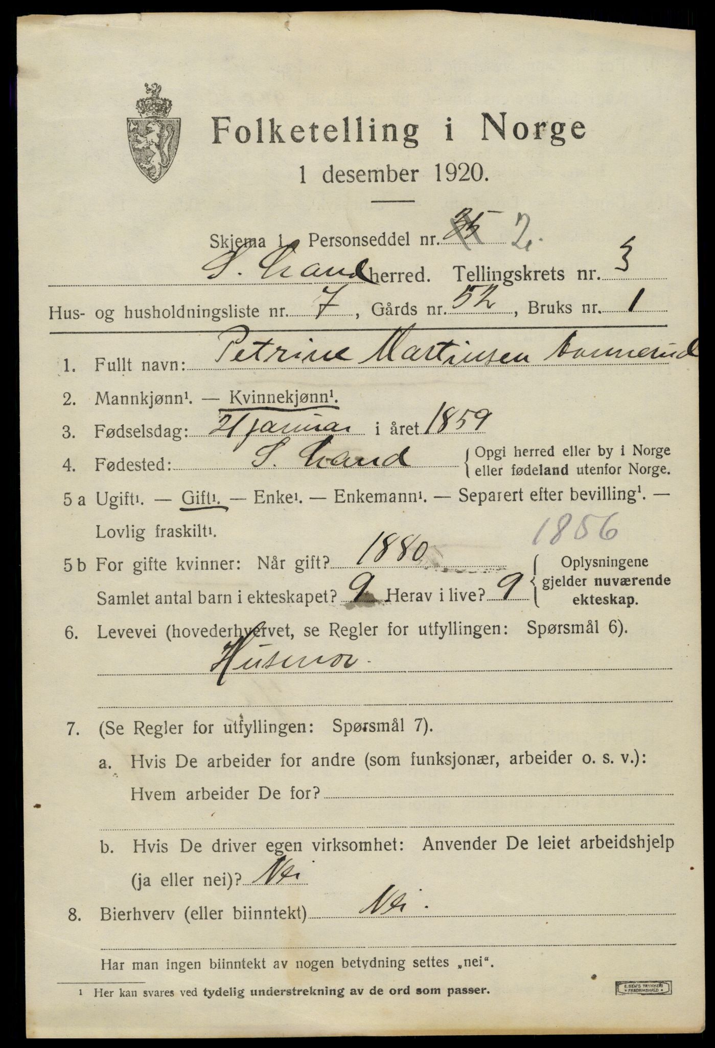 SAH, 1920 census for Søndre Land, 1920, p. 4337