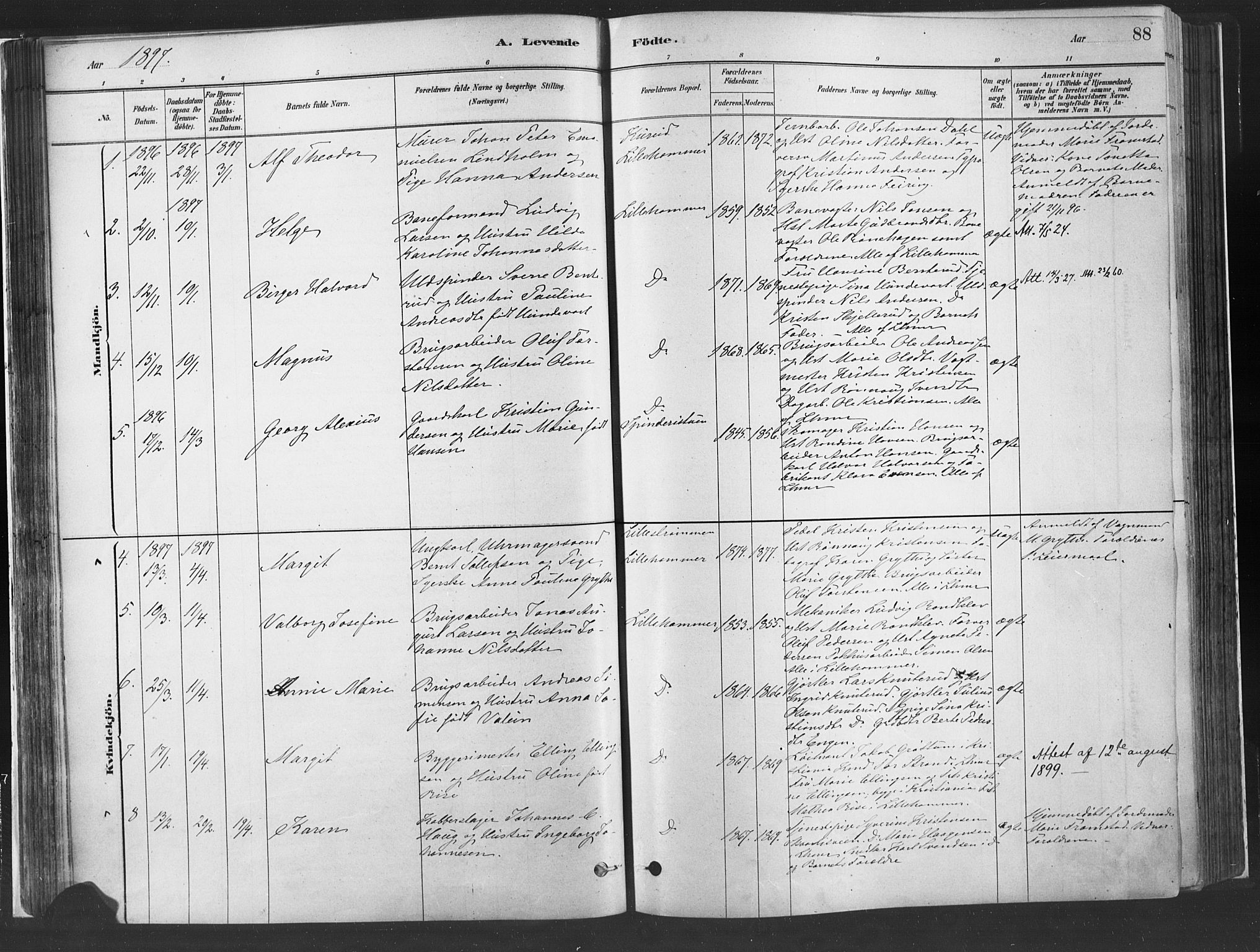 Fåberg prestekontor, SAH/PREST-086/H/Ha/Haa/L0010: Parish register (official) no. 10, 1879-1900, p. 88