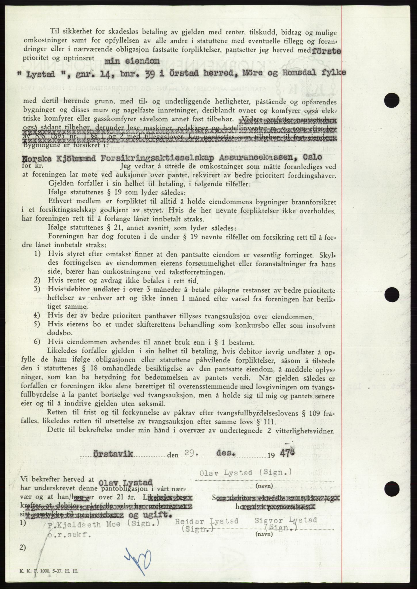 Søre Sunnmøre sorenskriveri, AV/SAT-A-4122/1/2/2C/L0115: Mortgage book no. 3B, 1947-1948, Diary no: : 81/1948