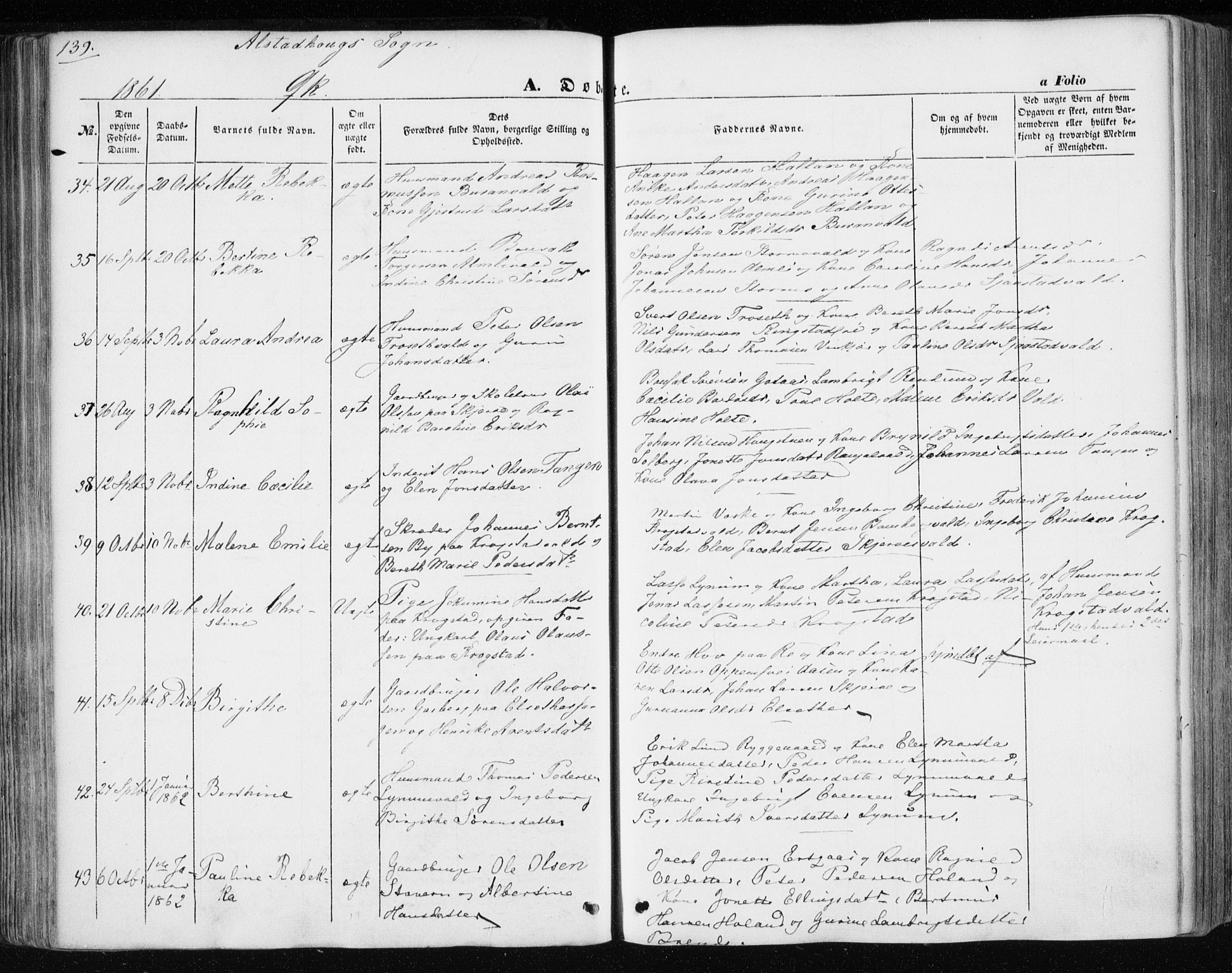 Ministerialprotokoller, klokkerbøker og fødselsregistre - Nord-Trøndelag, AV/SAT-A-1458/717/L0154: Parish register (official) no. 717A07 /1, 1850-1862, p. 139