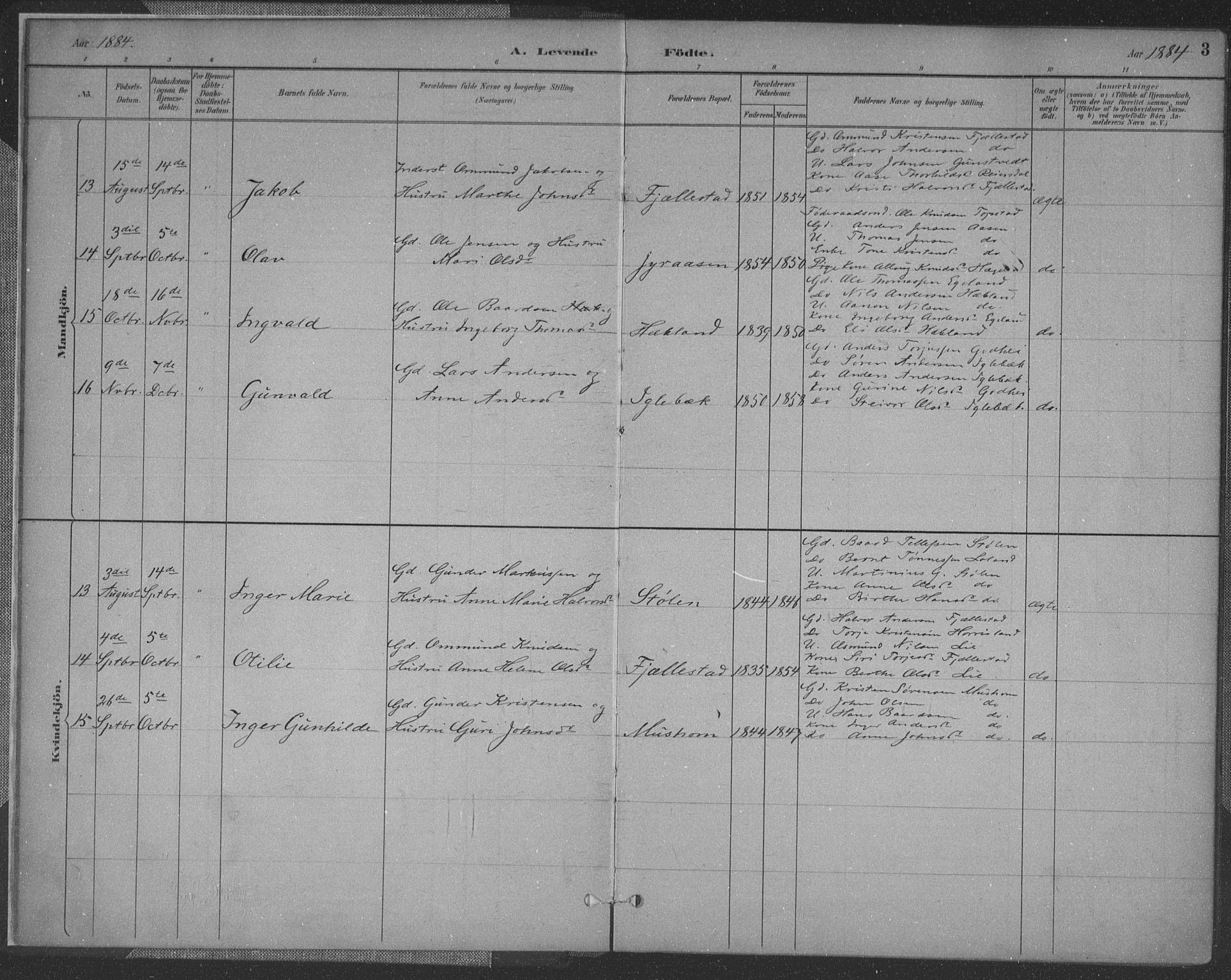 Vennesla sokneprestkontor, SAK/1111-0045/Fa/Fac/L0009: Parish register (official) no. A 9, 1884-1901, p. 3