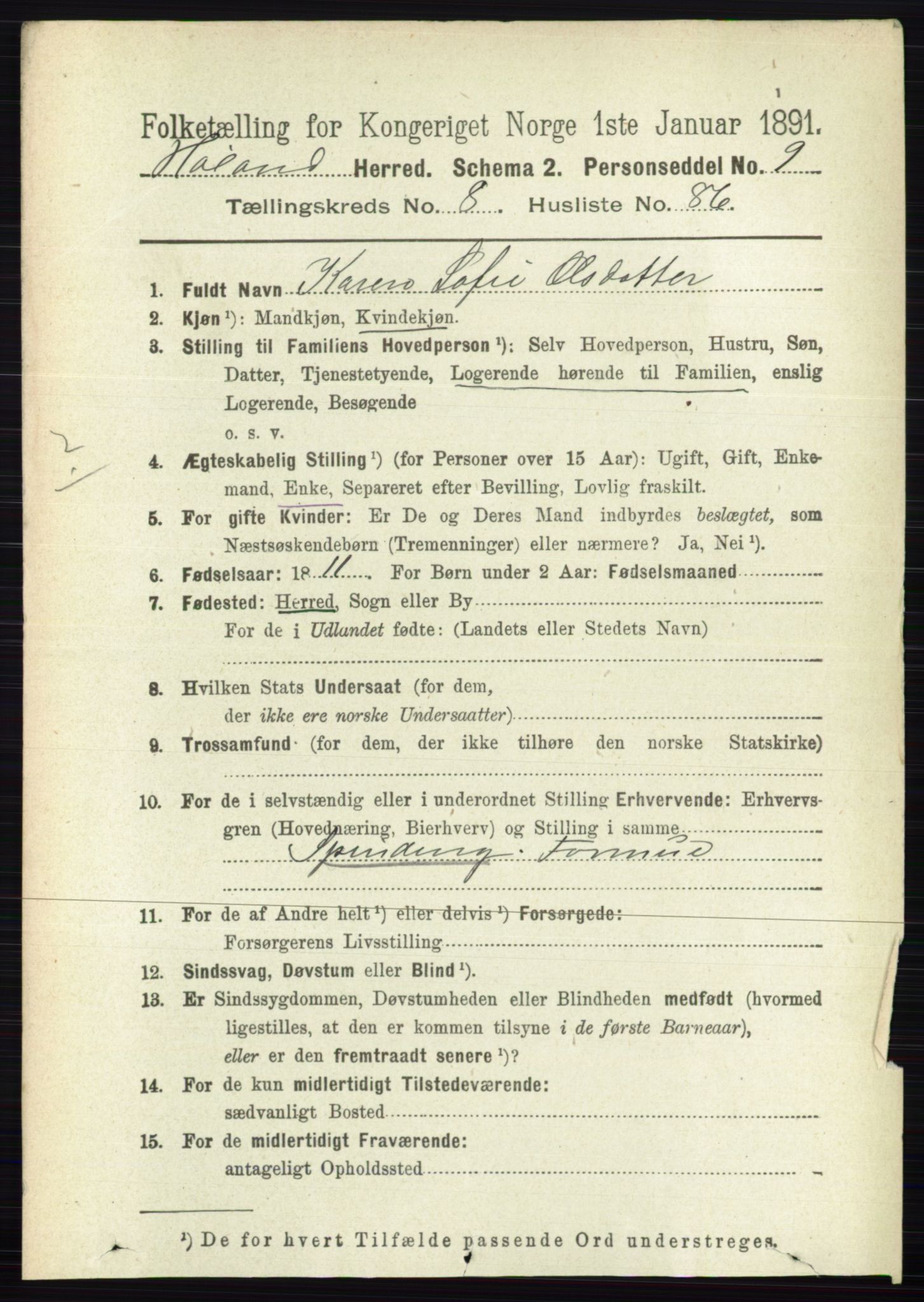 RA, 1891 census for 0221 Høland, 1891, p. 6080