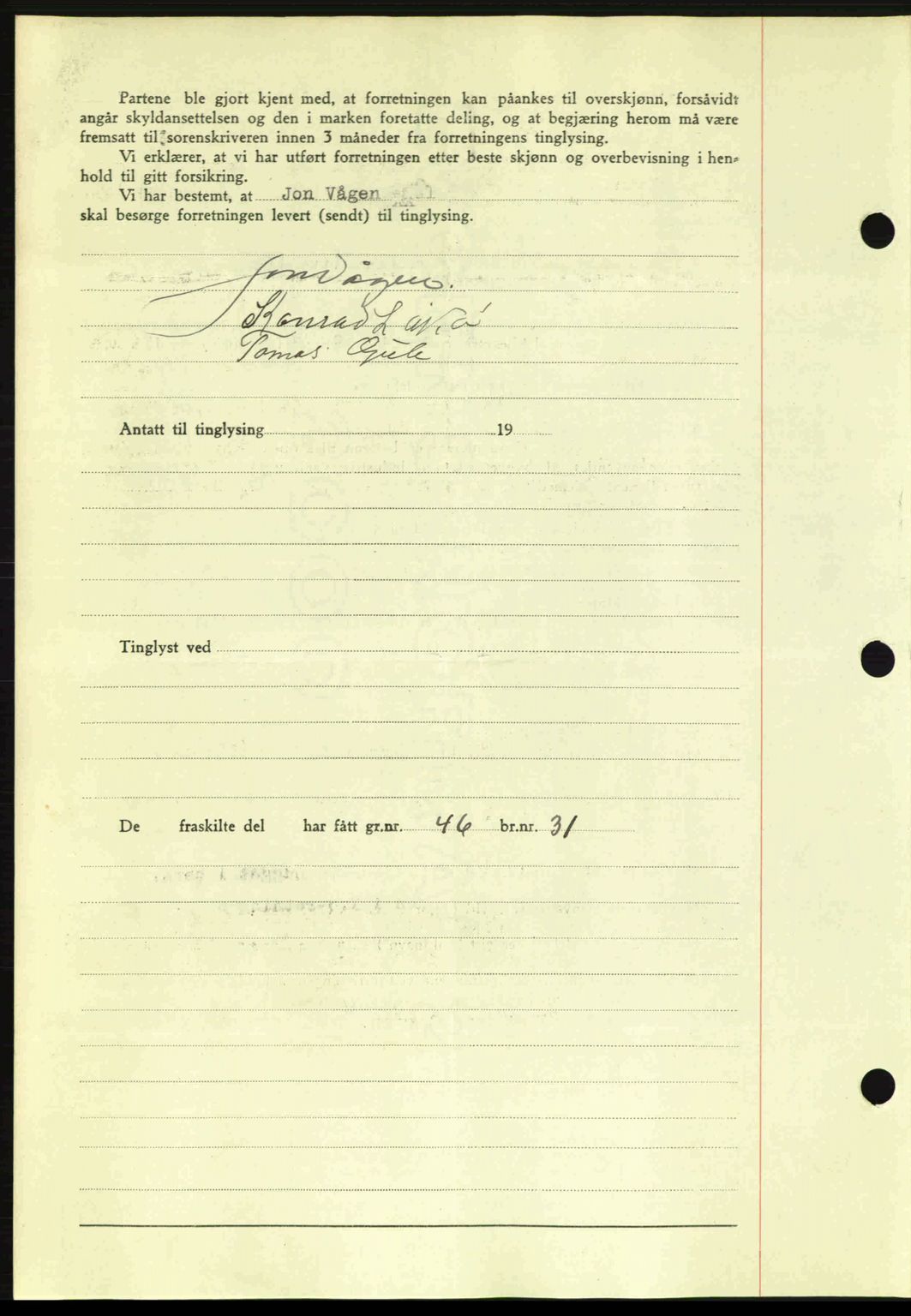 Romsdal sorenskriveri, AV/SAT-A-4149/1/2/2C: Mortgage book no. A13, 1942-1943, Diary no: : 75/1943