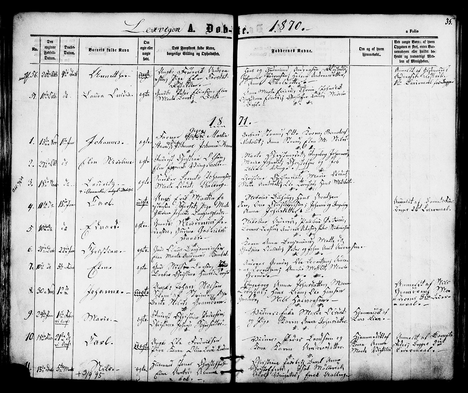 Ministerialprotokoller, klokkerbøker og fødselsregistre - Nord-Trøndelag, AV/SAT-A-1458/701/L0009: Parish register (official) no. 701A09 /1, 1864-1882, p. 35